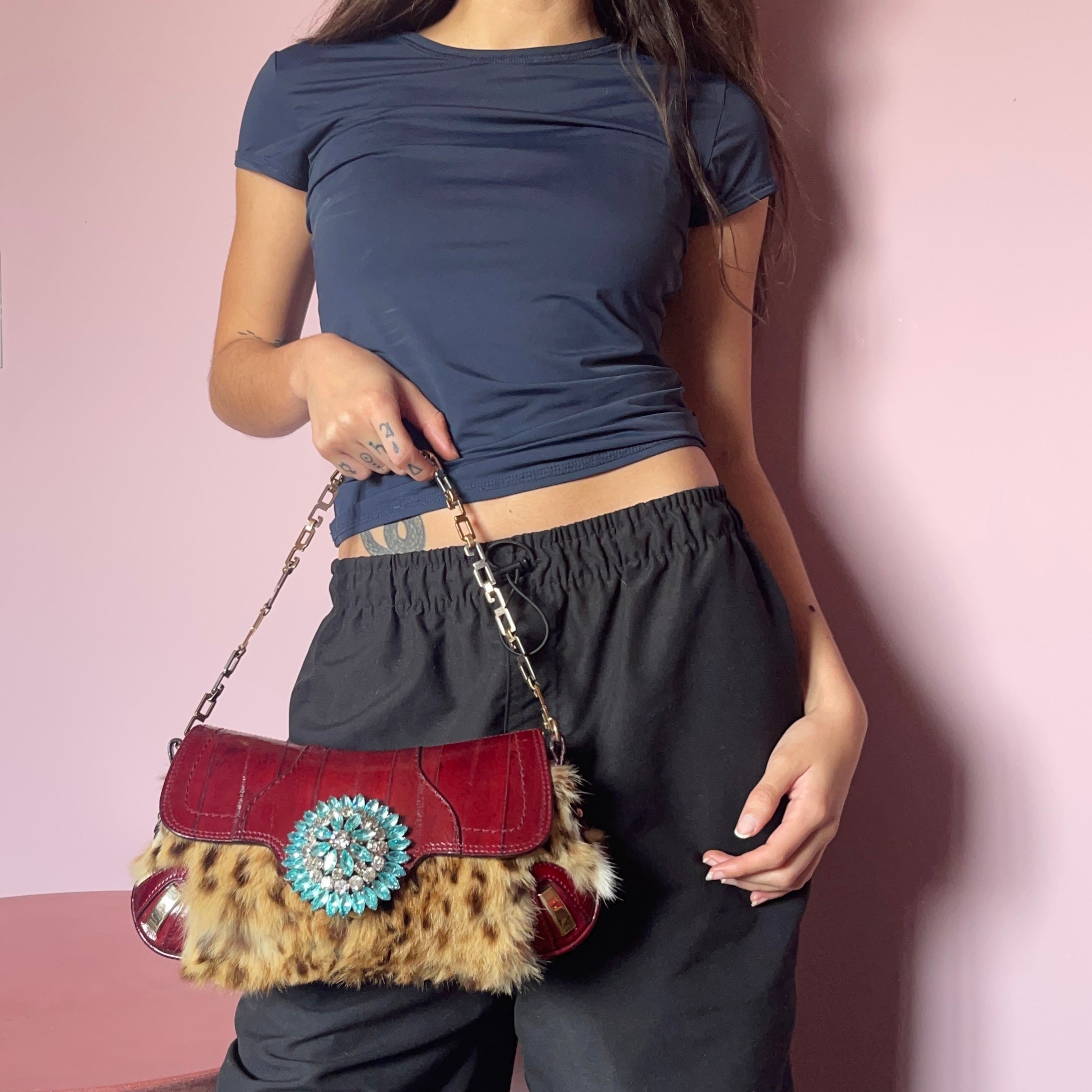 Dolce & Gabbana Leopard Fur Shoulder Bag