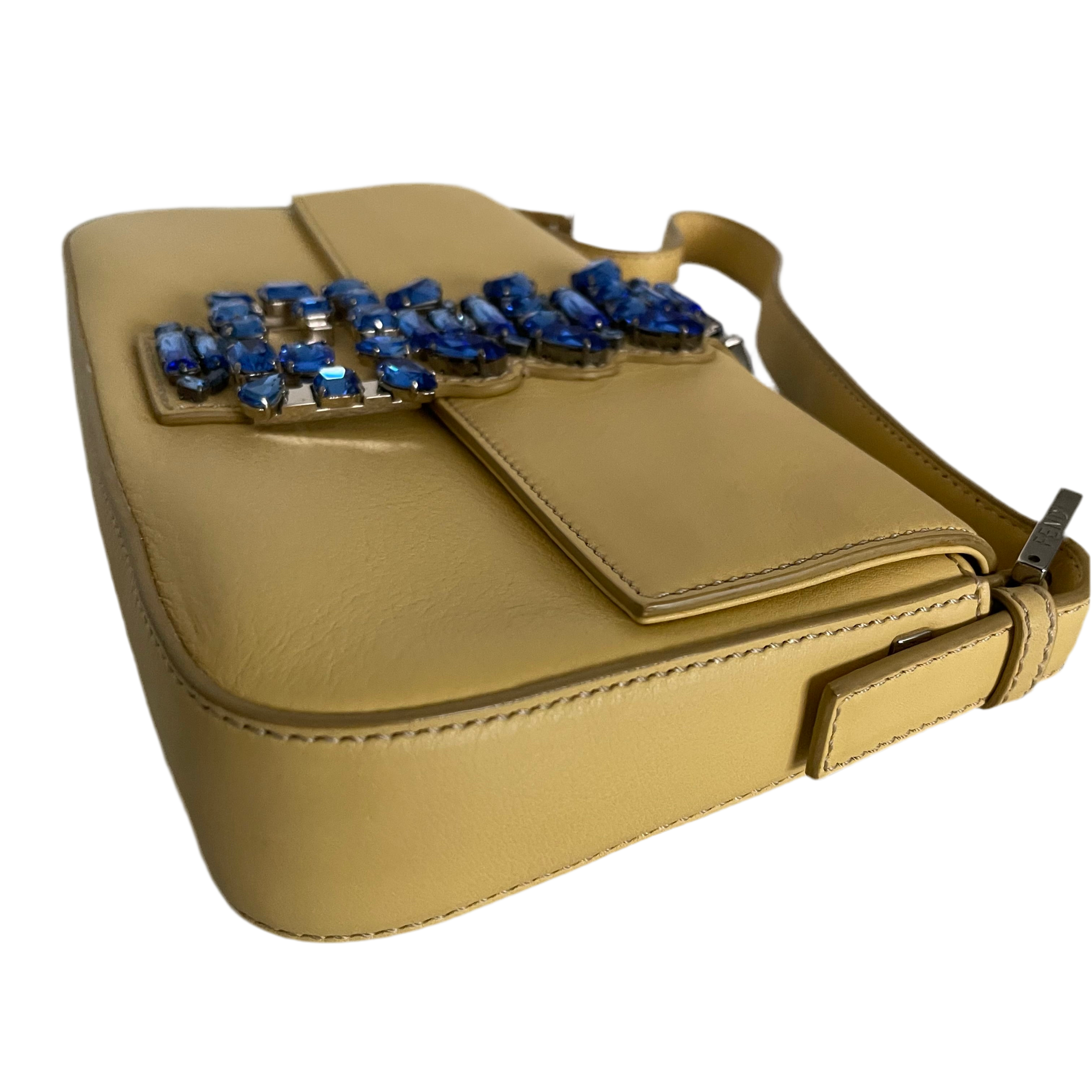 Fendi Yellow Crystal Embellished Baguette