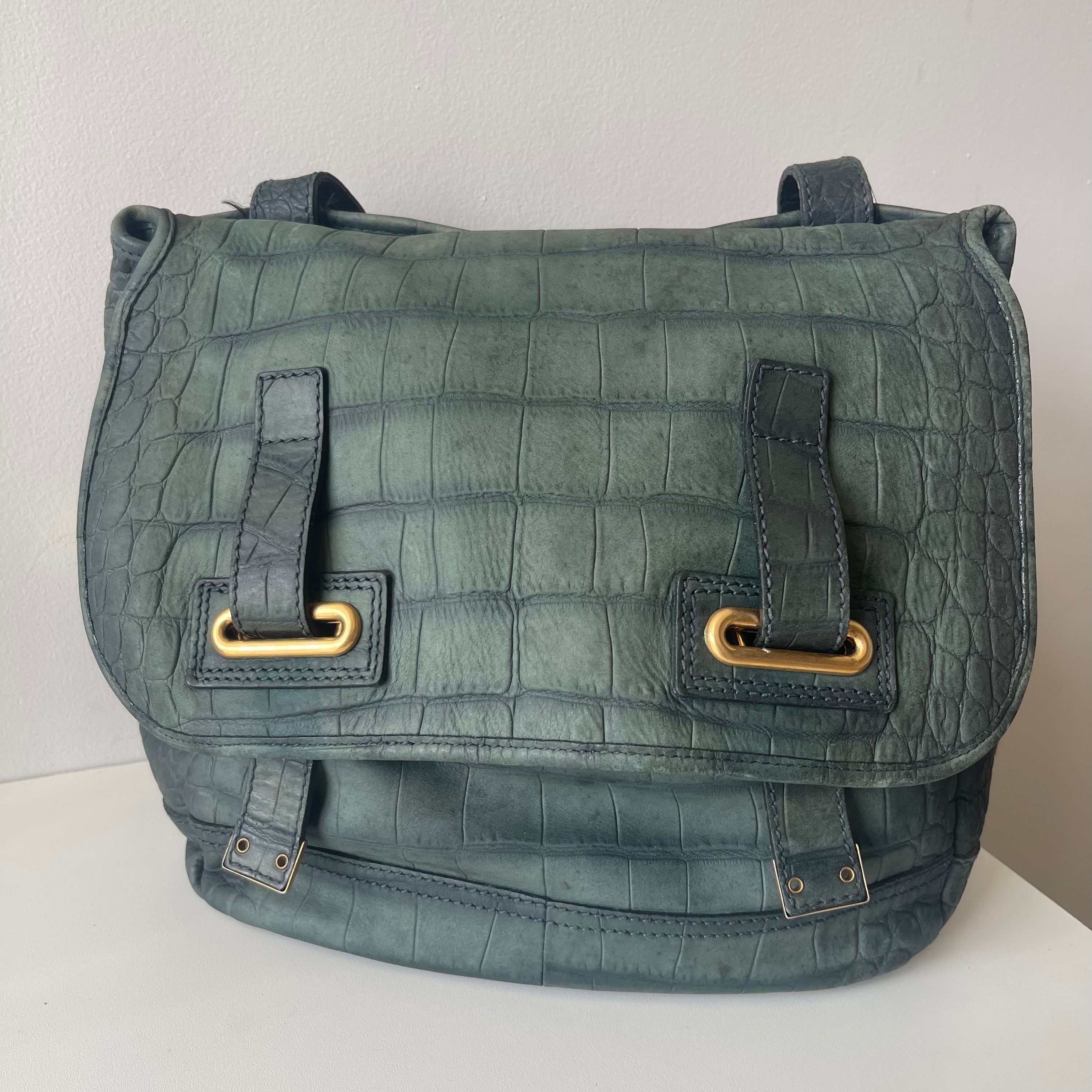 Yves Saint Laurent Green Croco Bag