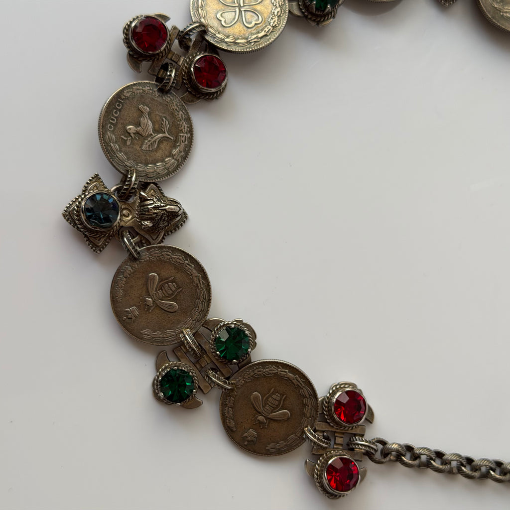 Gucci Crystal & Coin Statement Necklace