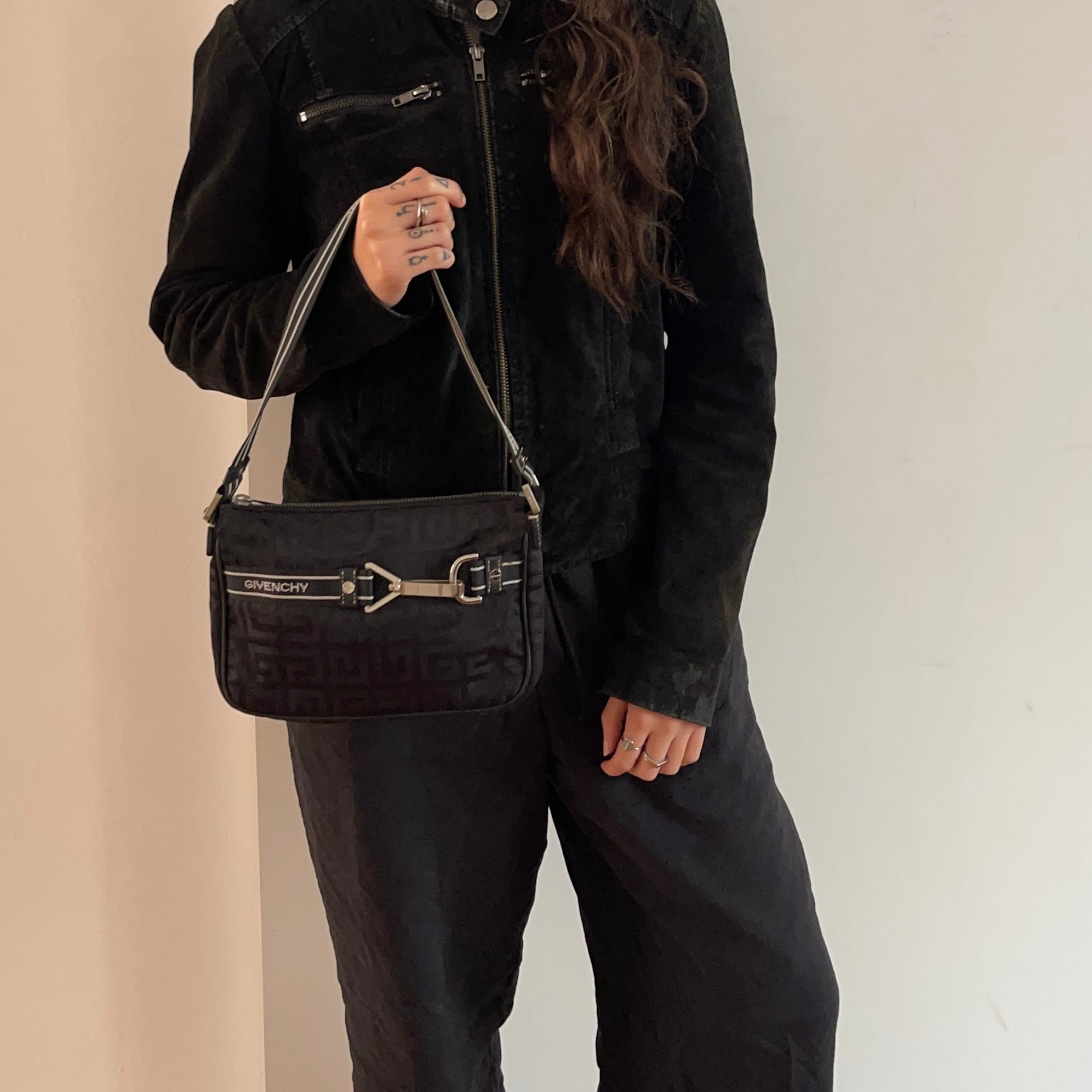 Givenchy Black Monogram Nylon Pochette