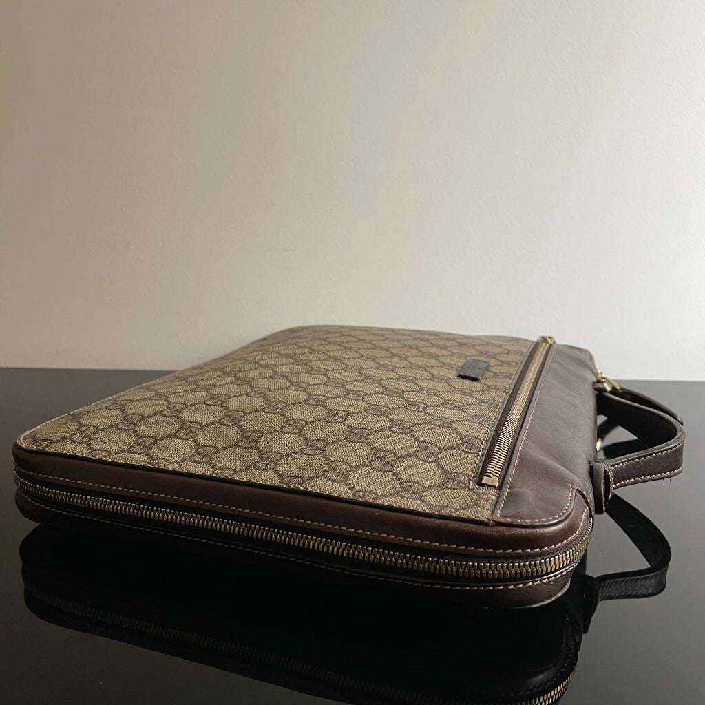 Gucci Brown/Beige GG Supreme Canvas Portfolio Case