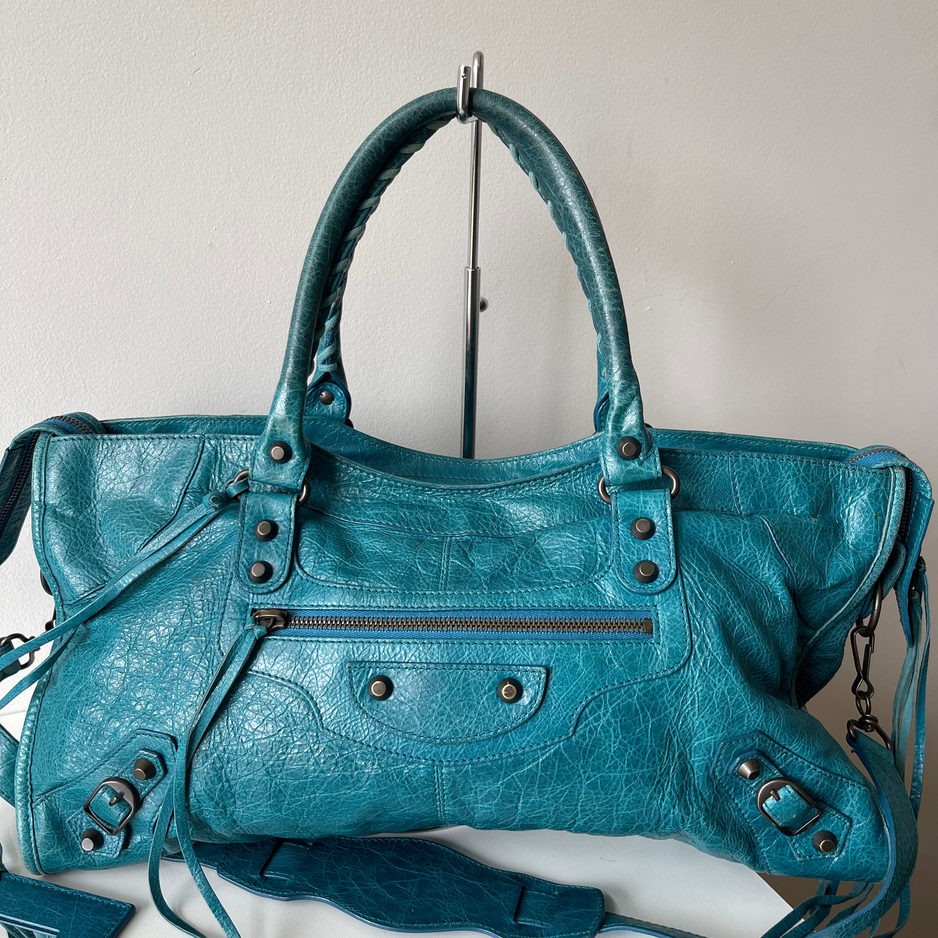 Balenciaga Lagoon Lambskin Motorcycle Bag