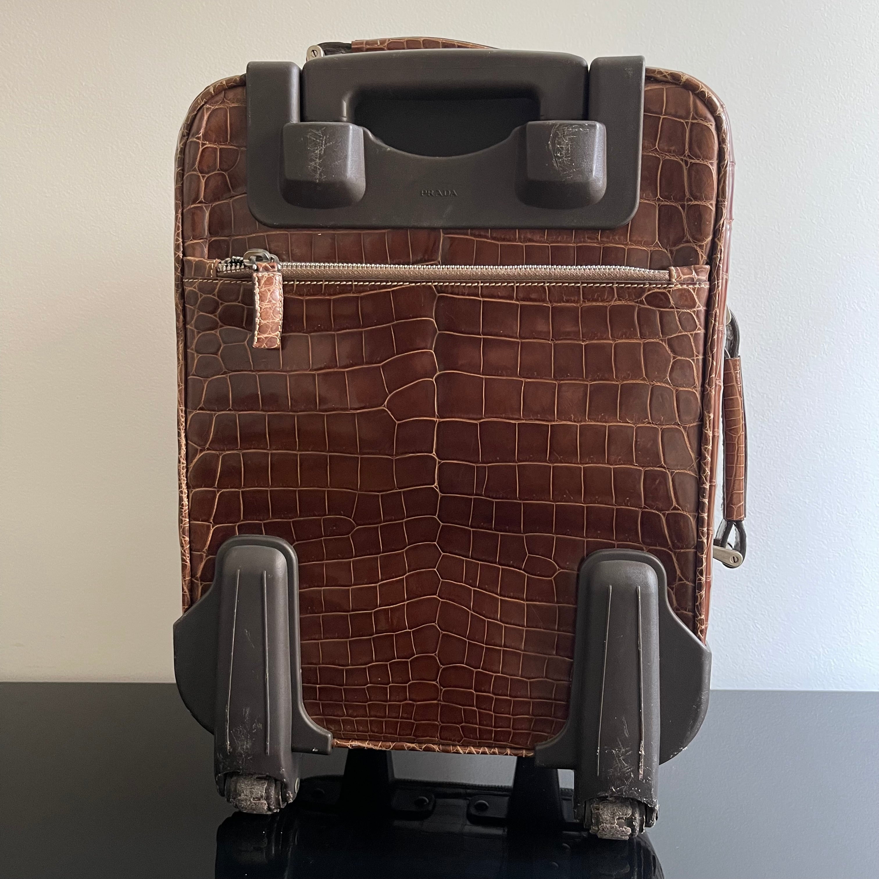 Prada Crocodile Leather Trolley Travel Bag