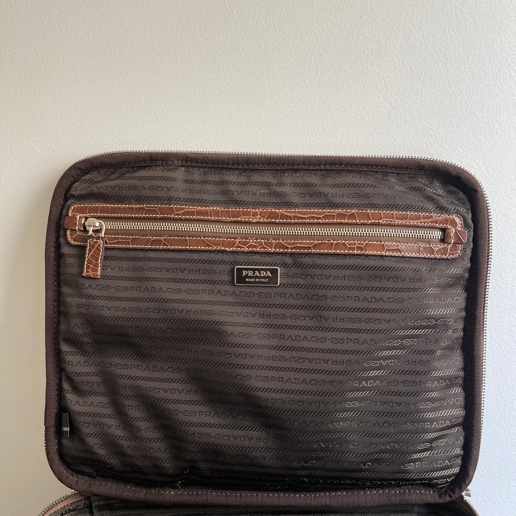 Prada Crocodile Leather Trolley Travel Bag