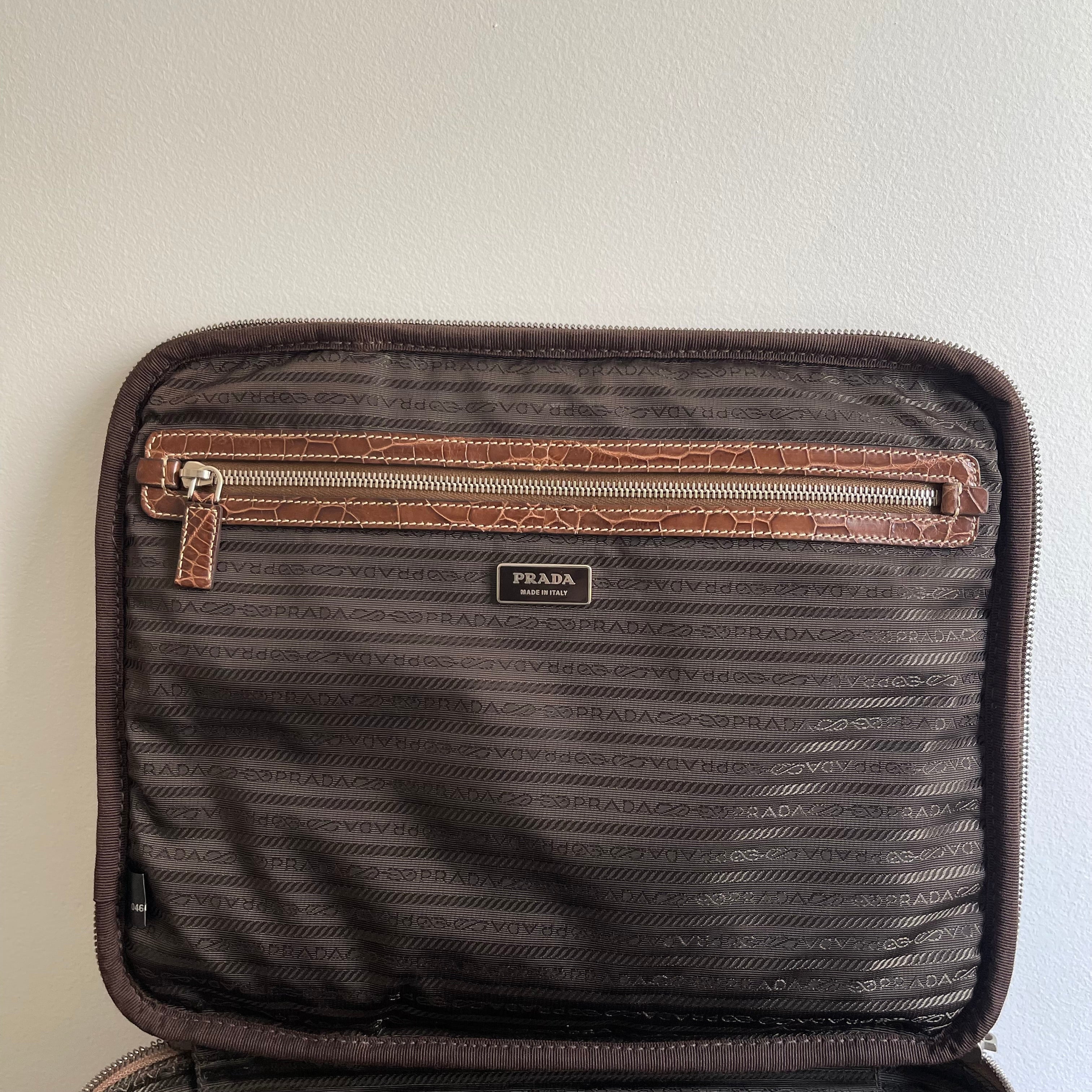 Prada Crocodile Leather Trolley Travel Bag