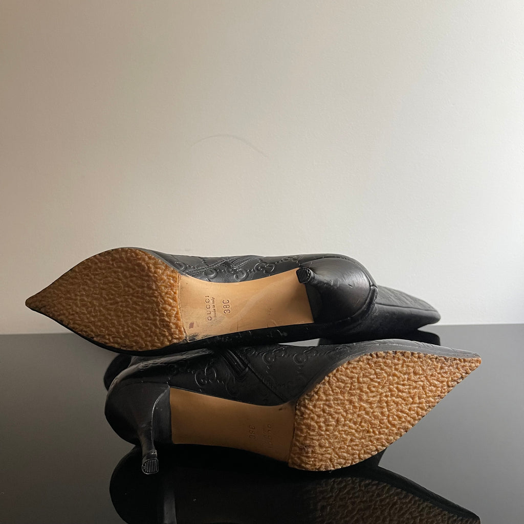 Gucci by Tom Ford Black Guccissima Monogram Leather Boots