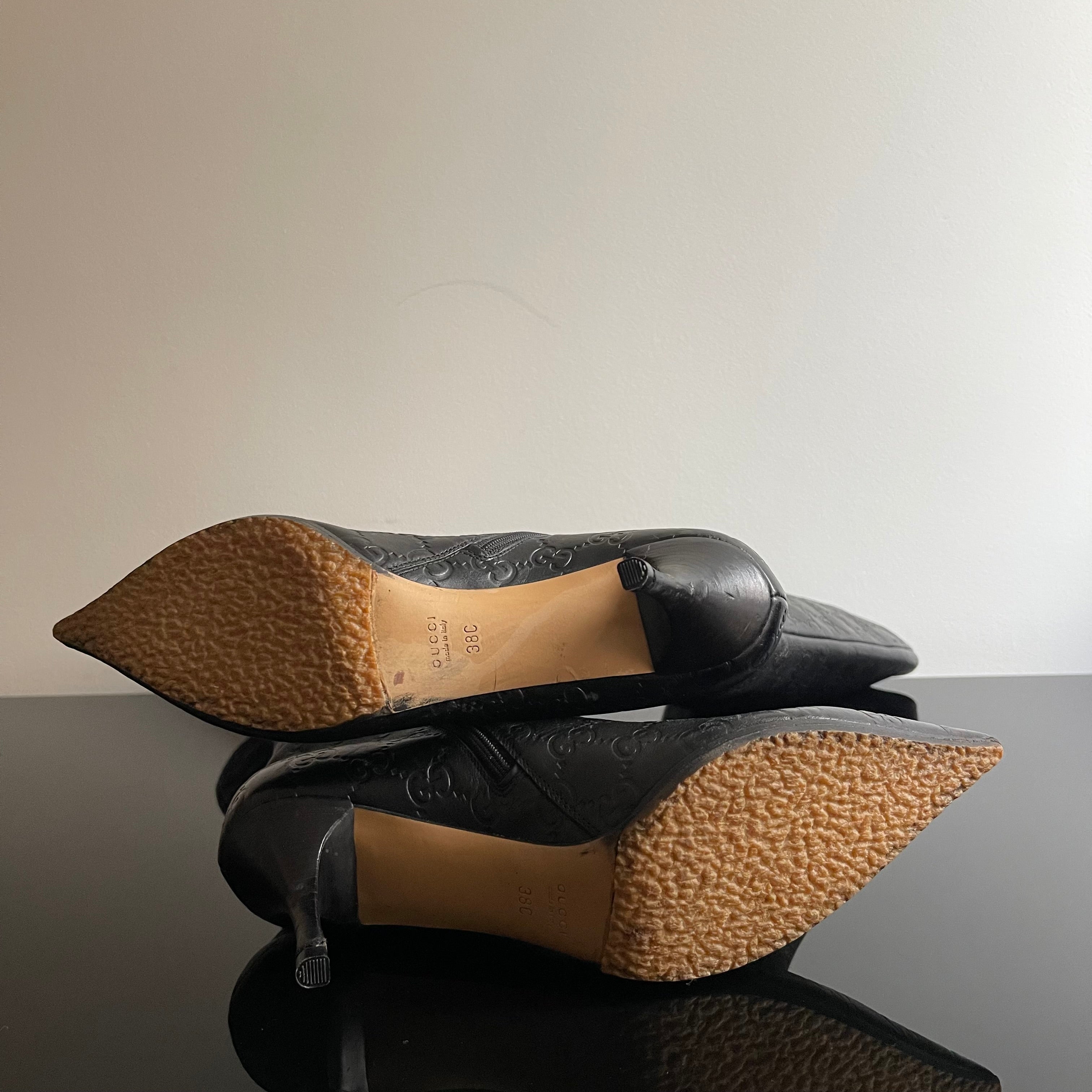 Gucci by Tom Ford Black Guccissima Monogram Leather Boots