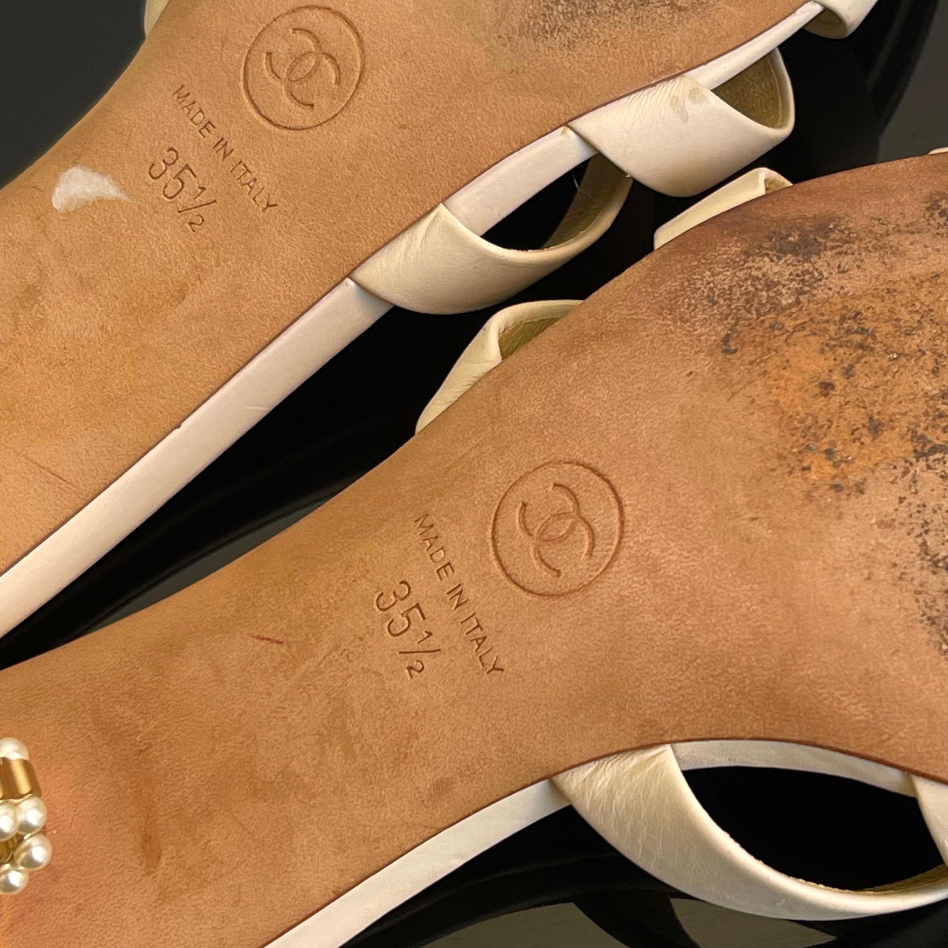 Chanel Vintage Pearl Logo Heels