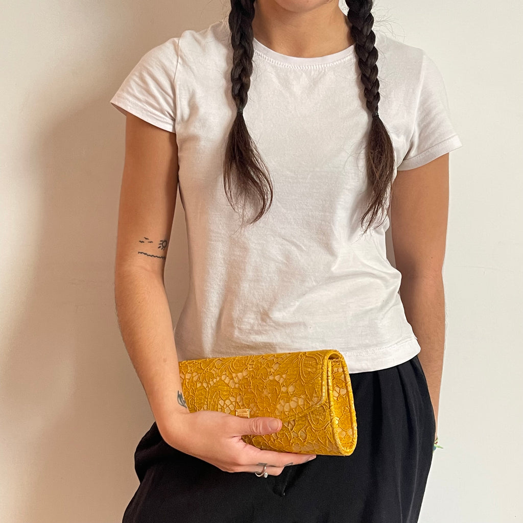 Dolce & Gabbana Yellow Lace and Satin Sicily Flap Bag