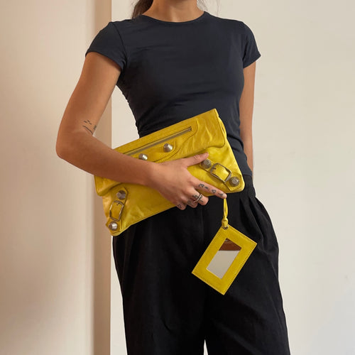 Balenciaga Yellow Motocross Giant 21 Clutch