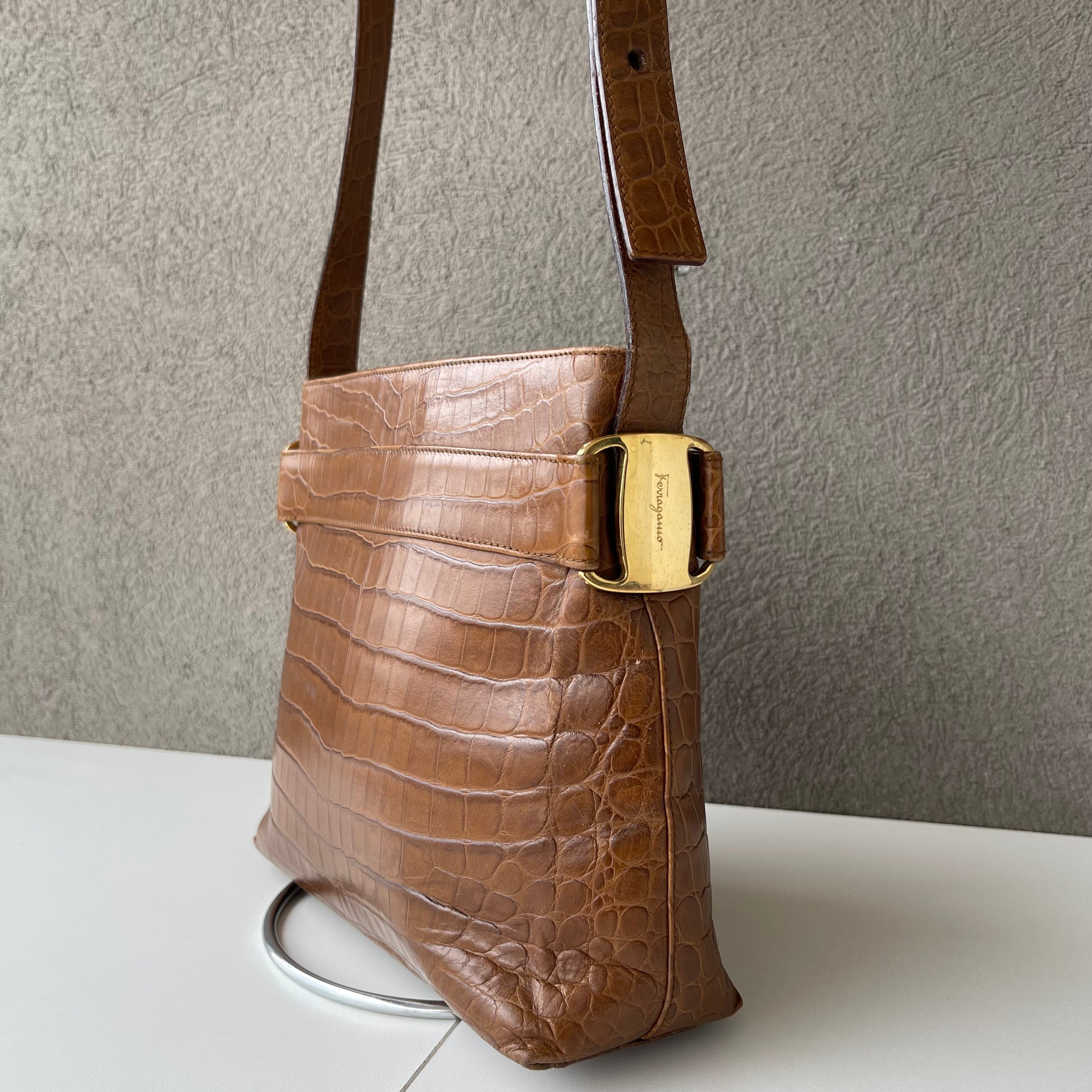 Salvatore Ferragamo Croco Shoulder Bag