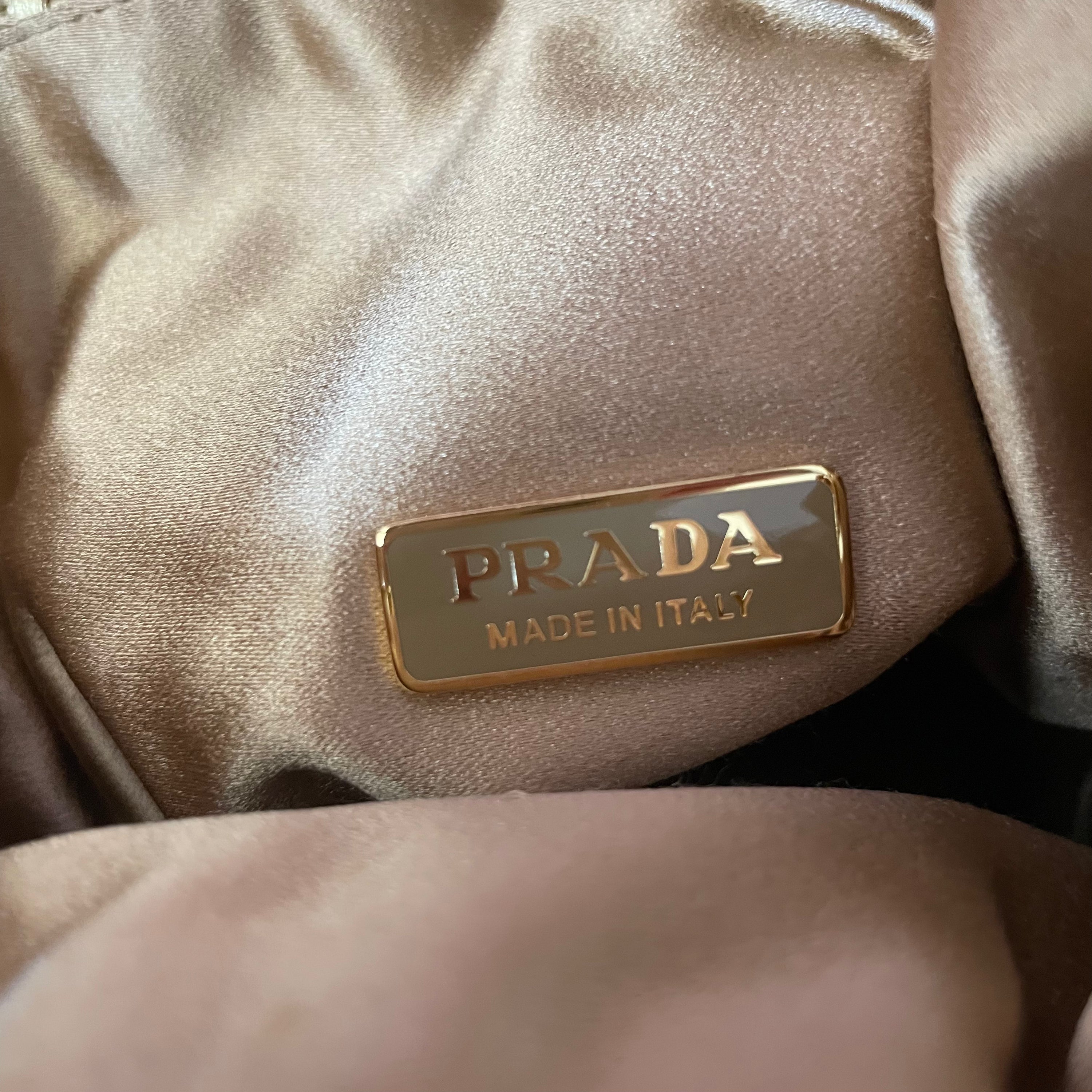 Prada Gold Bucket Satin Bag