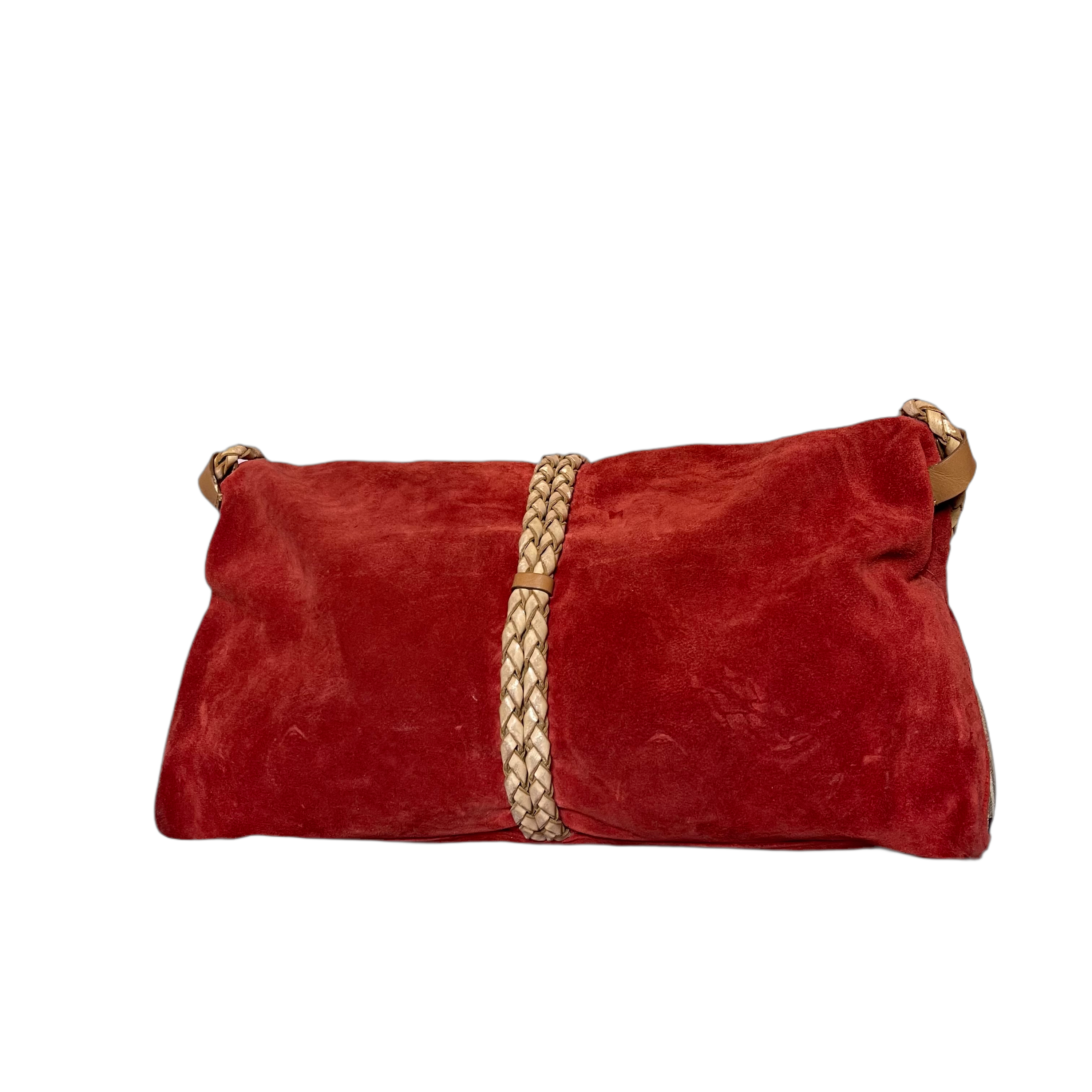 Burberry Vintage Nova Check Suede Shoulder Bag