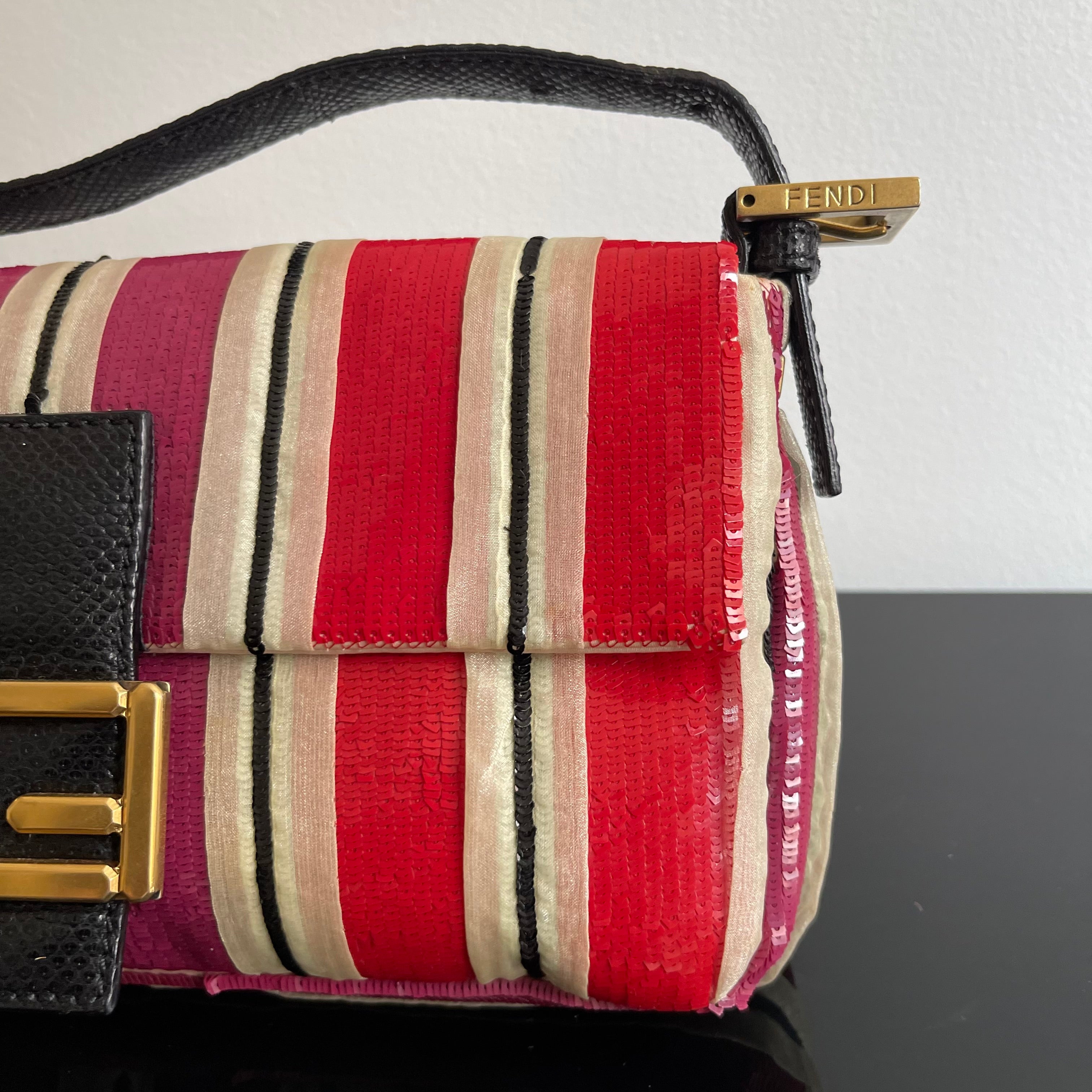 Fendi Sequined Stripes Baguette Bag