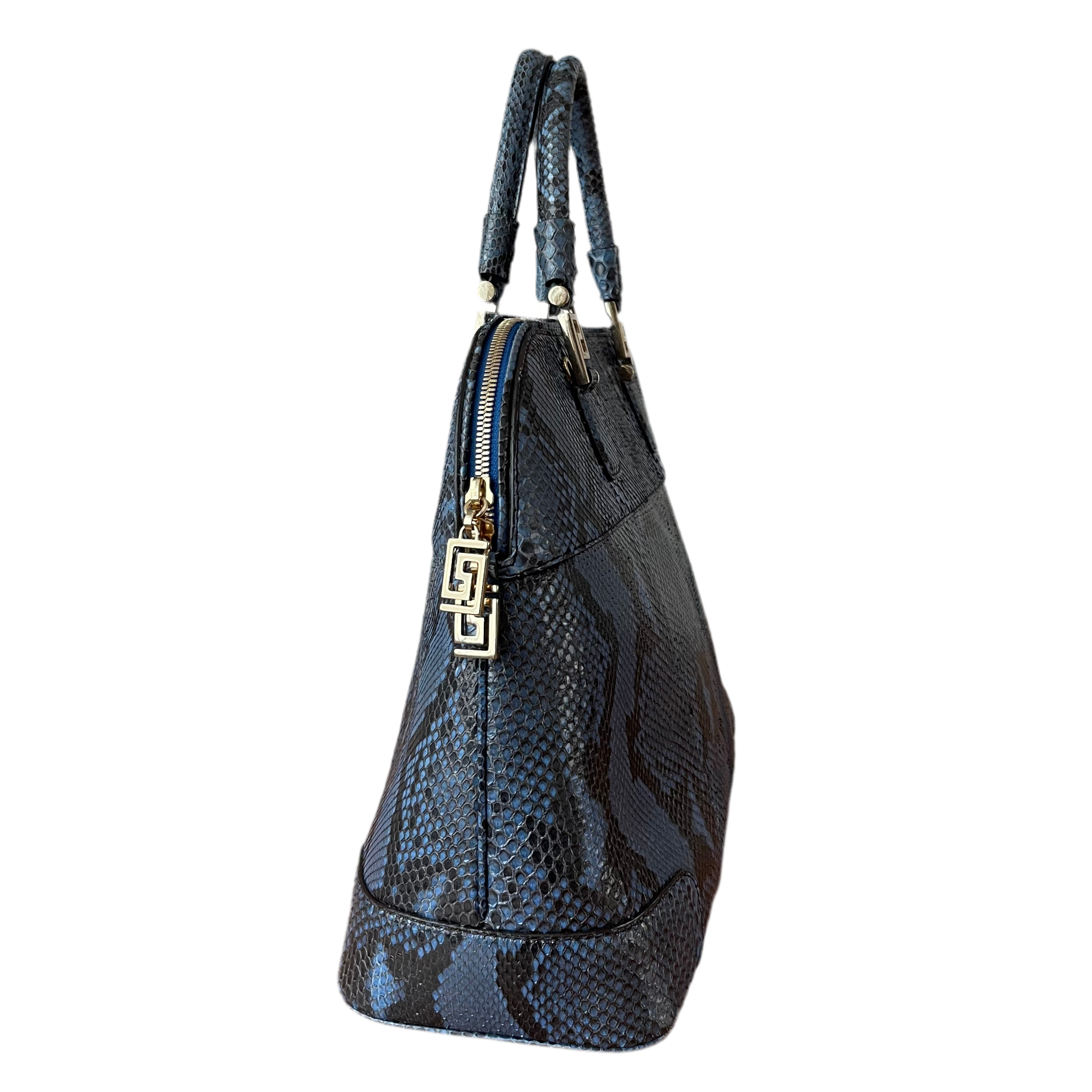Versace Blue Python Athena Vanitas Bag
