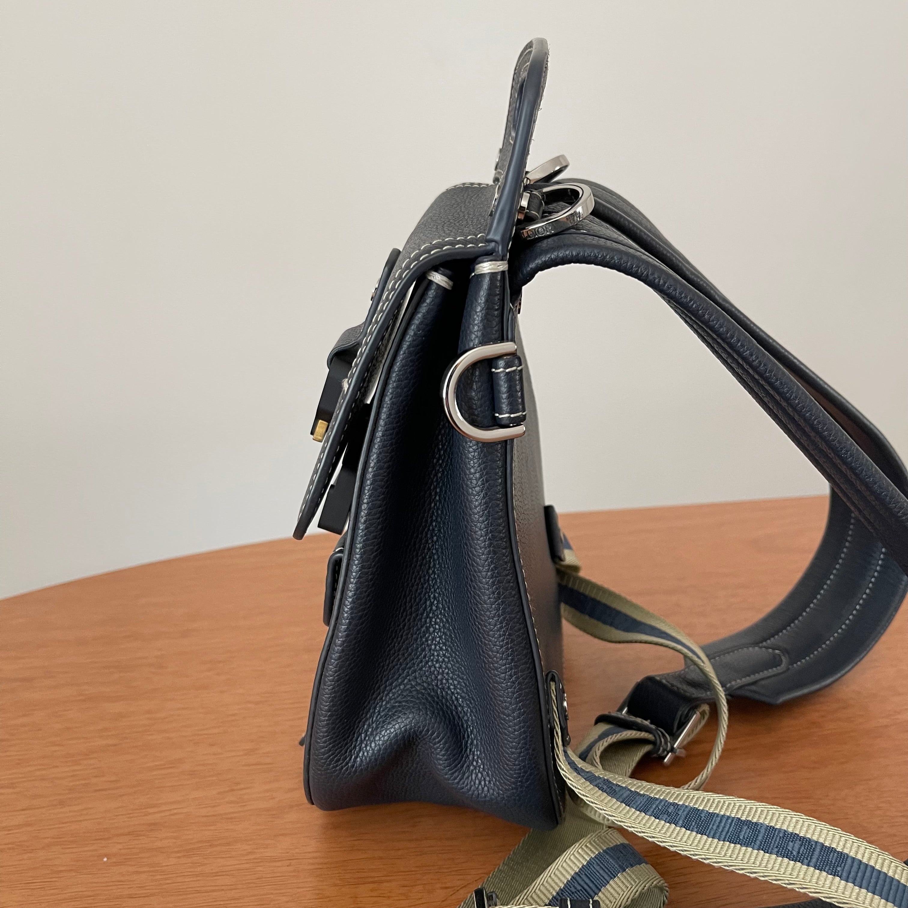 Christian Dior Gallop Sling Bag Deep Blue Marine Calfskin Backpack