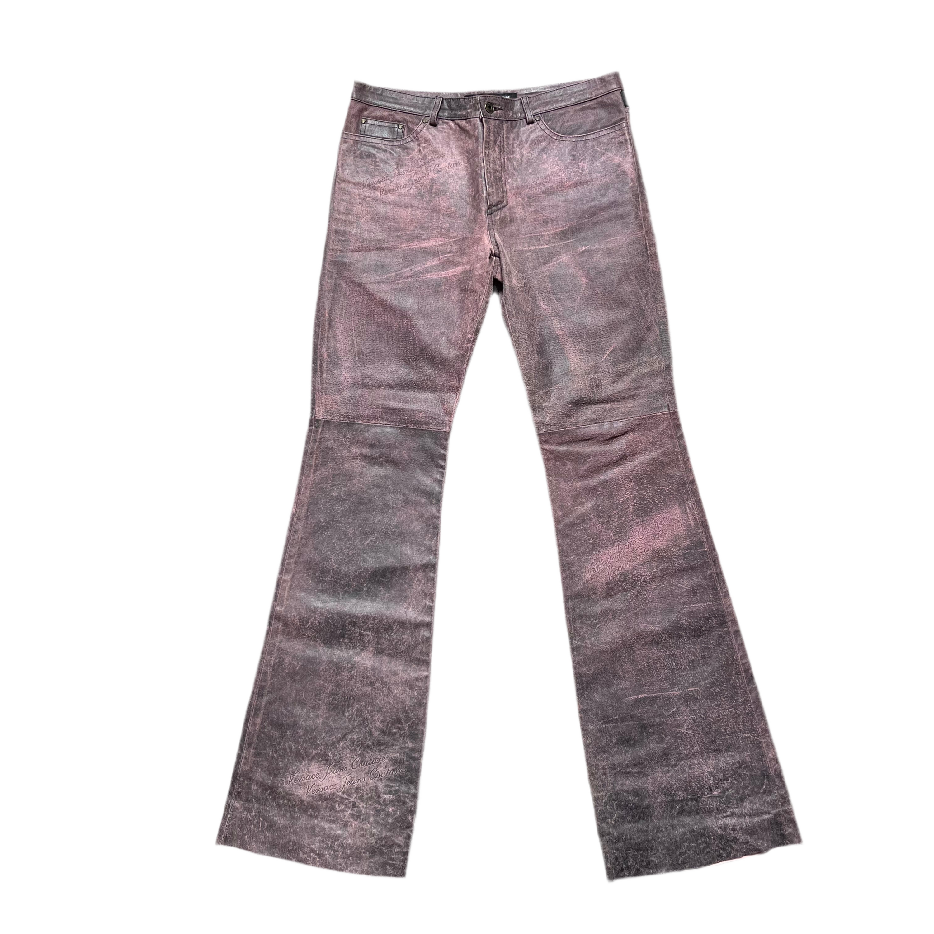Versace Pink Leather Pants