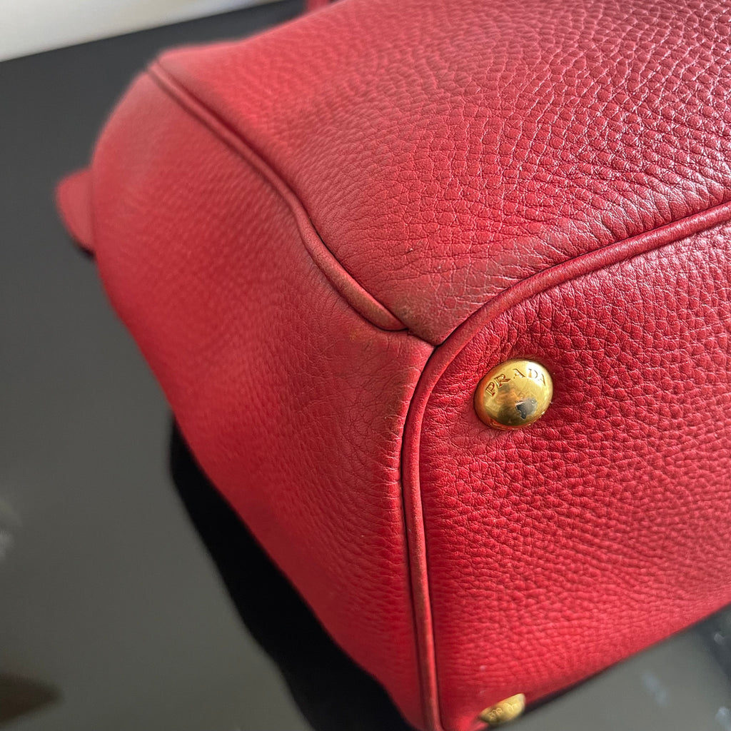 Prada Red Leather Tote Bag