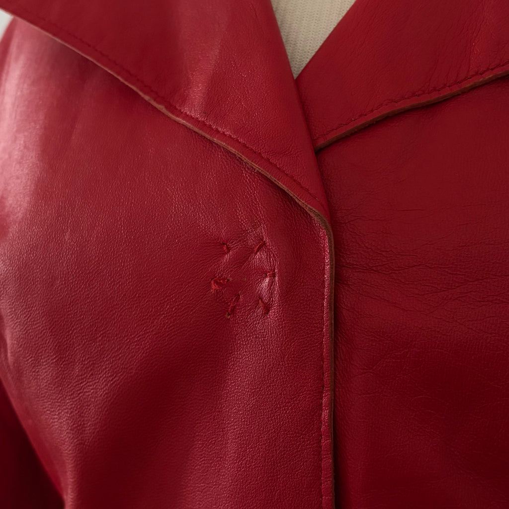 Dolce & Gabbana Red Leather Trench Coat