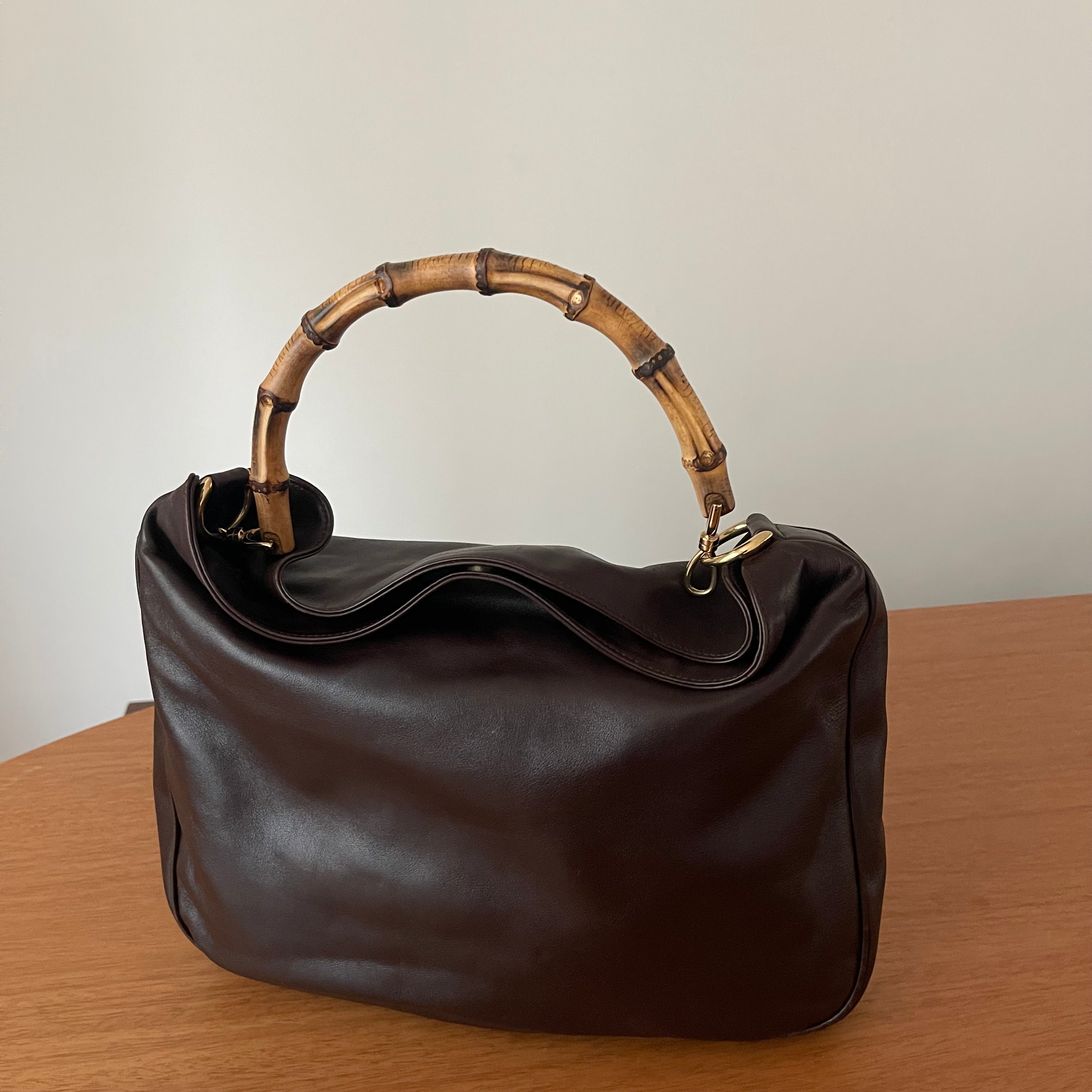 Gucci Bamboo Dark Brown Hobo Shoulder Bag