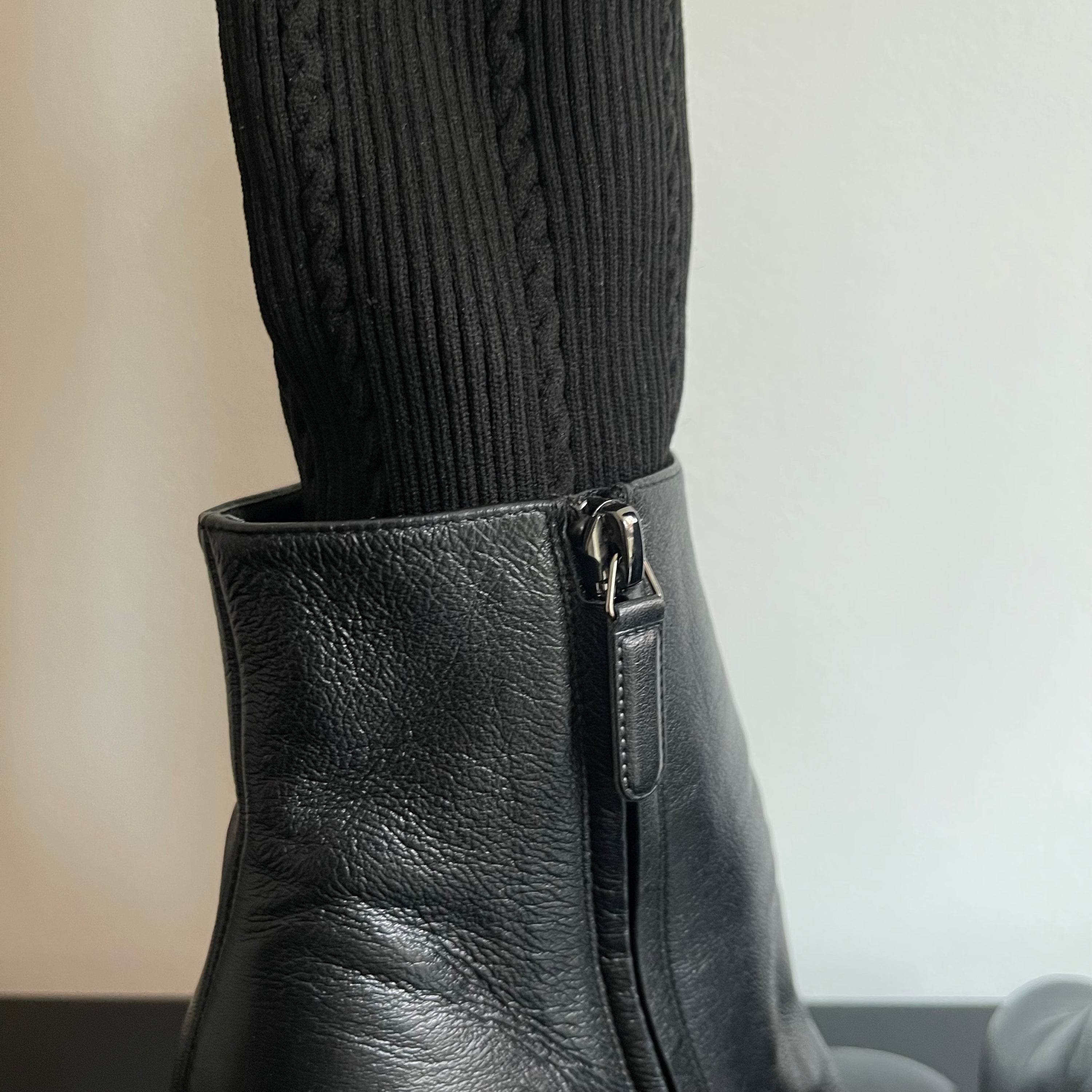 Chanel Black Leather Ankle Sock Boots