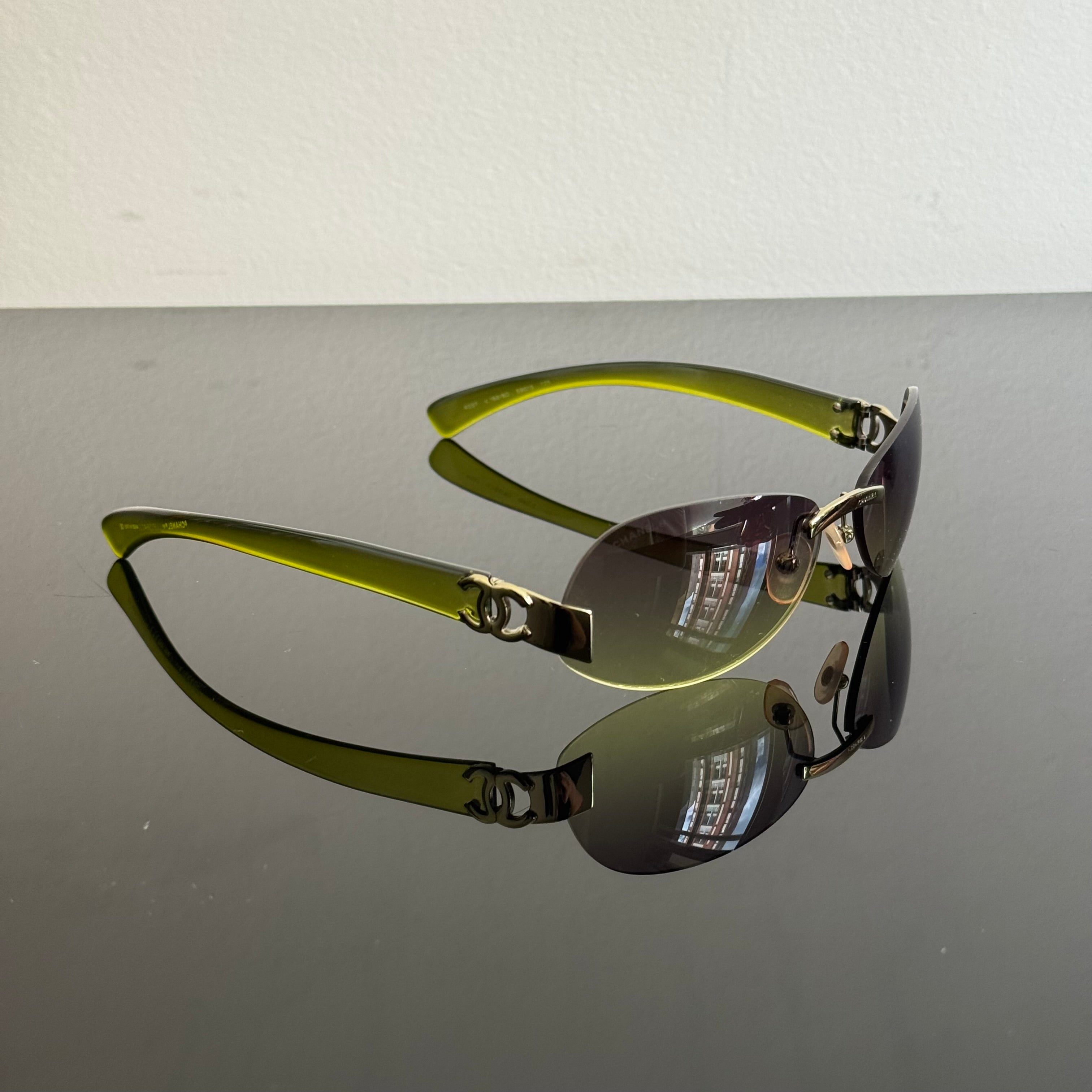 Chanel 2000s Green Sunglasses