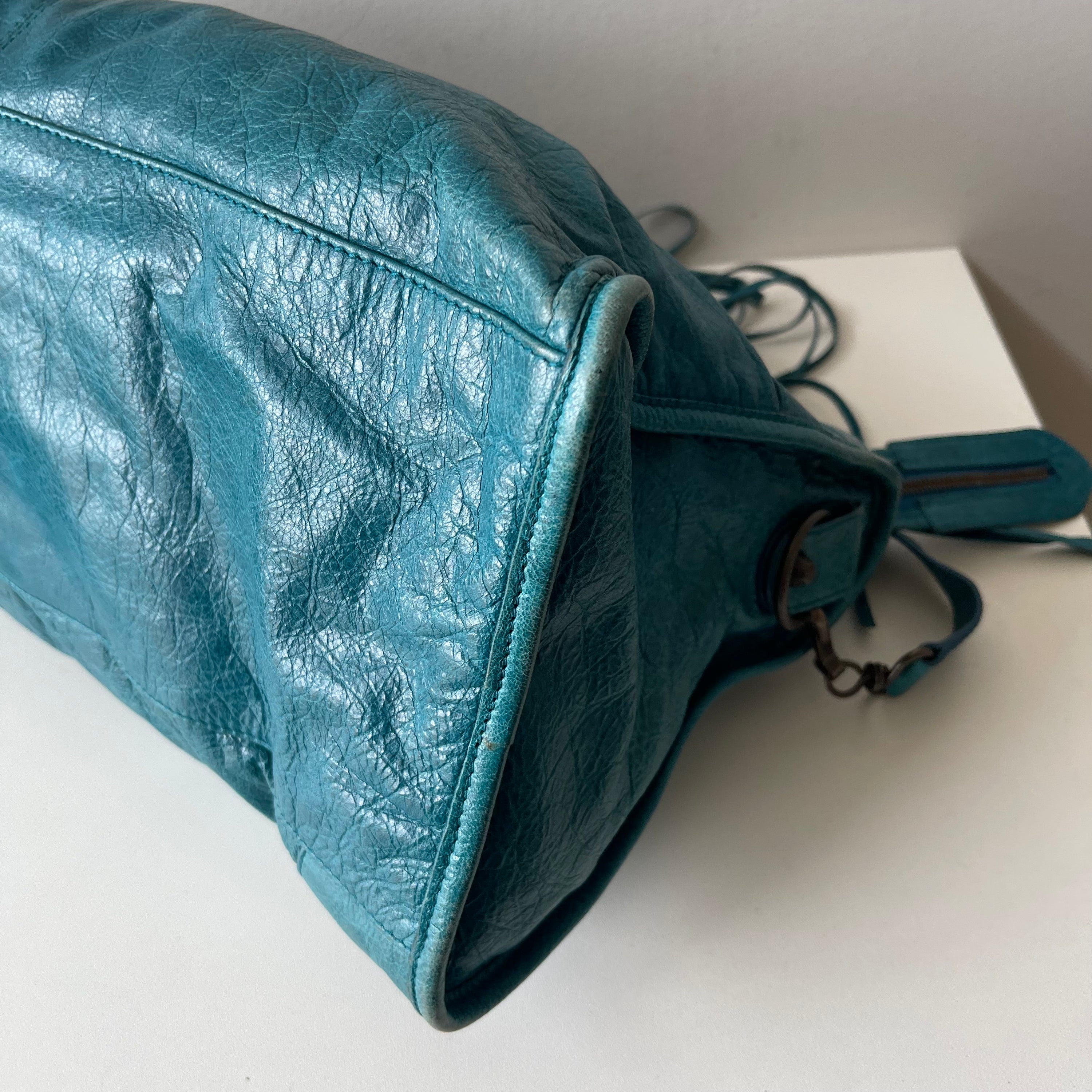 Balenciaga Lagoon Lambskin Motorcycle Bag