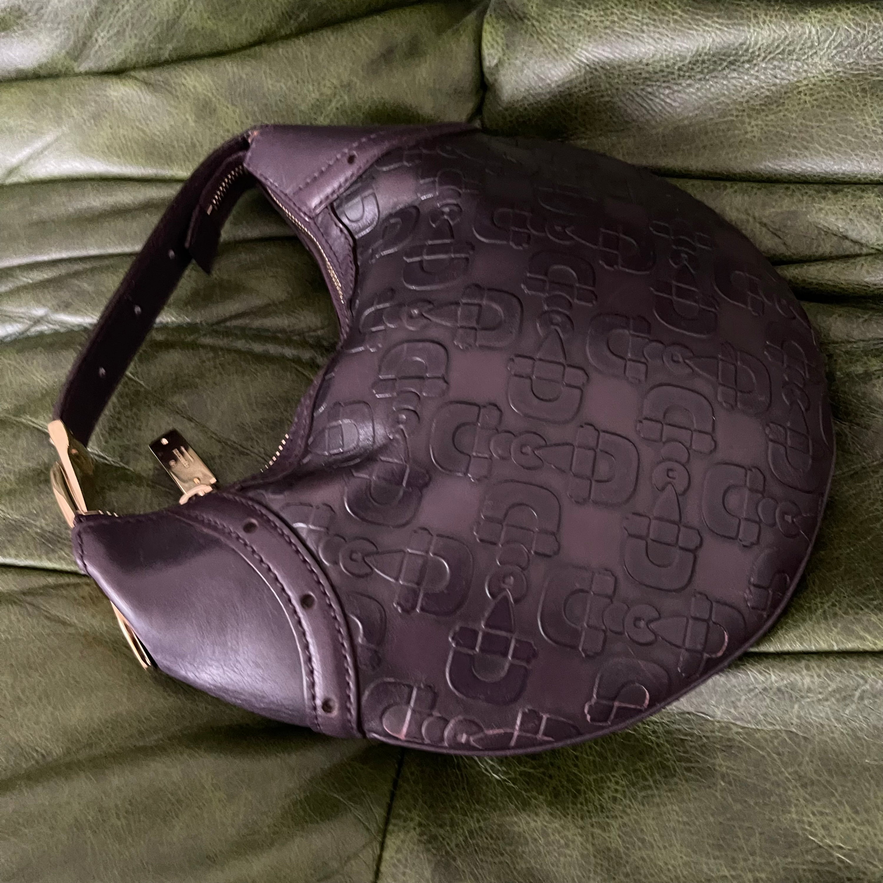 Gucci Horsebit Mini Glam Hobo Purple Leather Bag