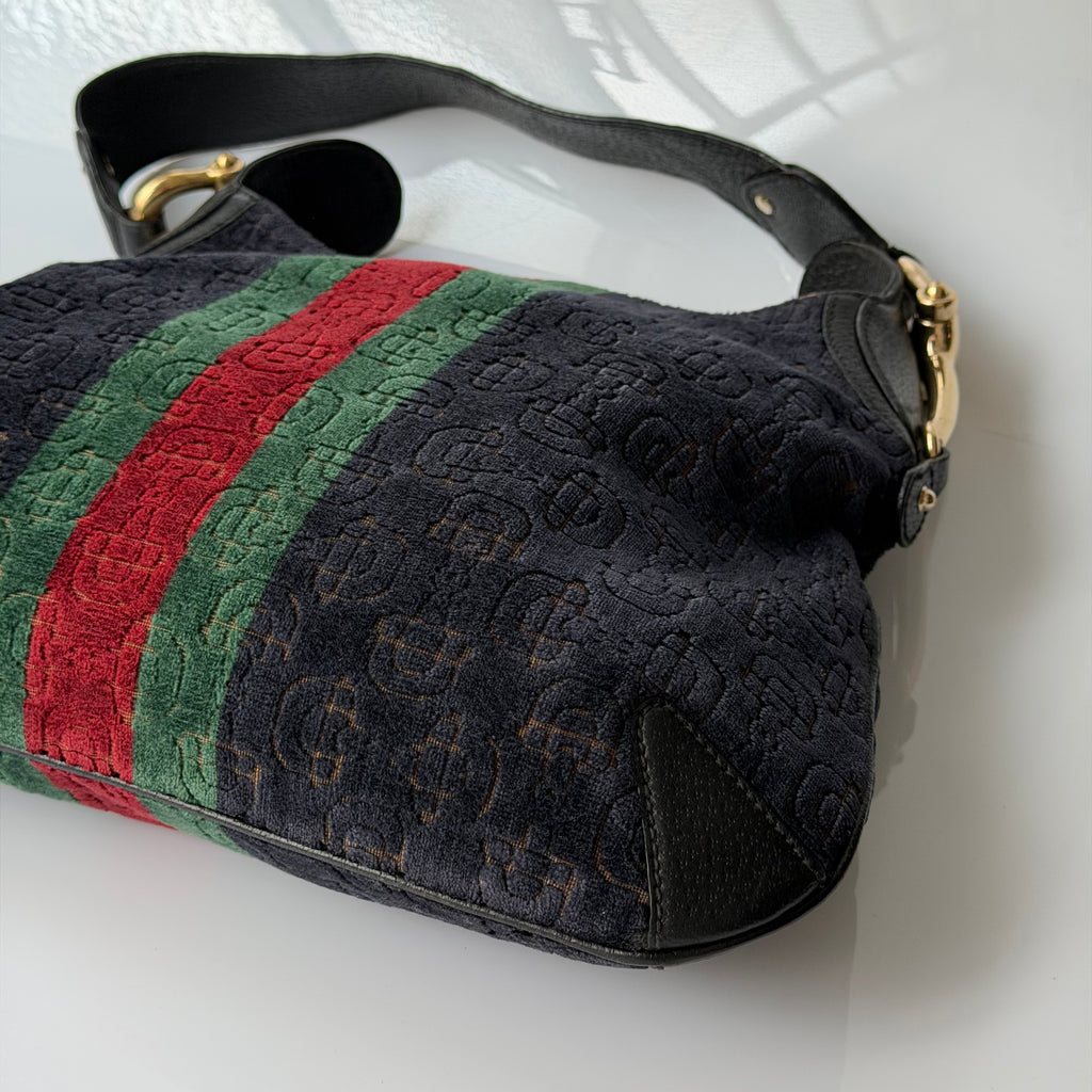 Gucci Heritage Horsebit Velvet Hobo Bag