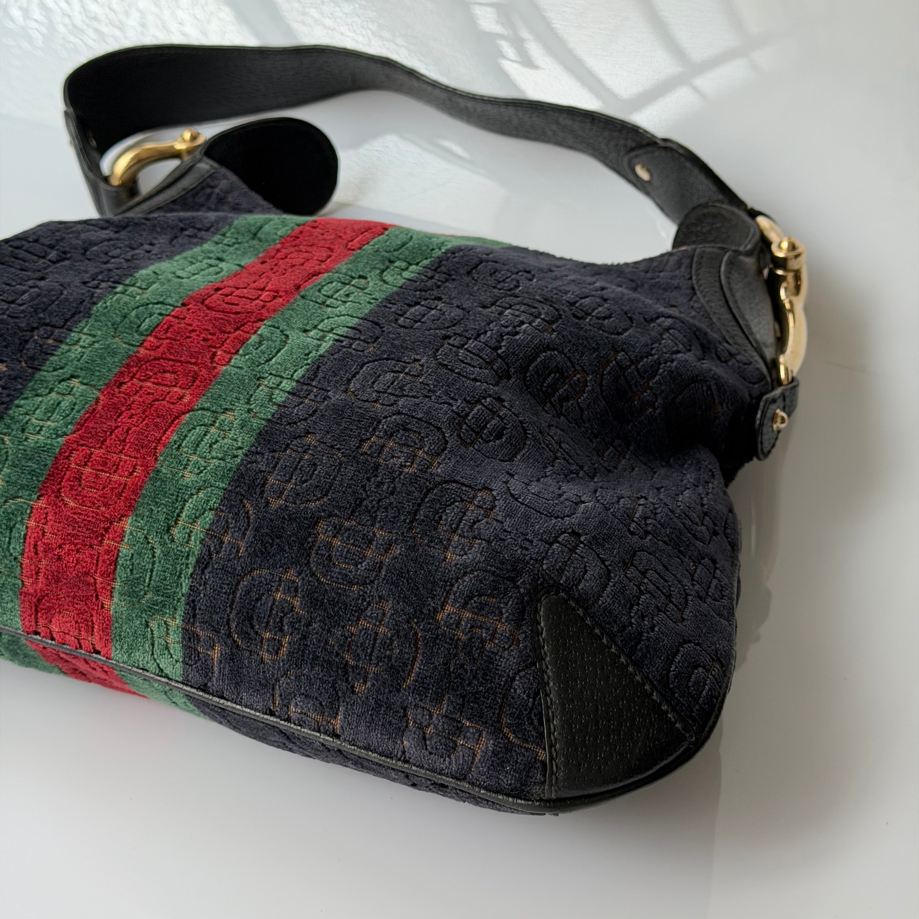 Gucci Heritage Horsebit Velvet Hobo Bag