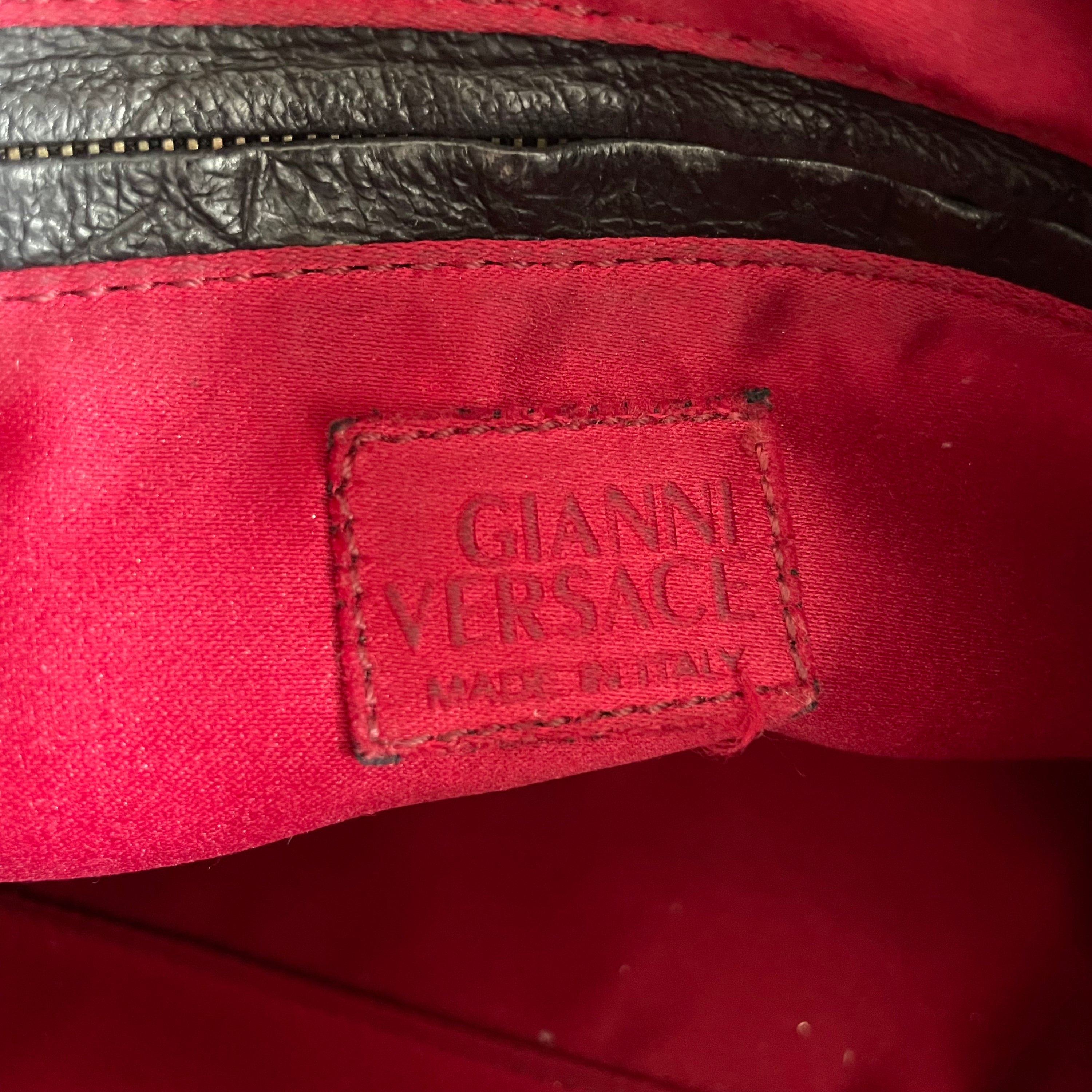 Gianni Versace Leather Croco Shoulder Bag