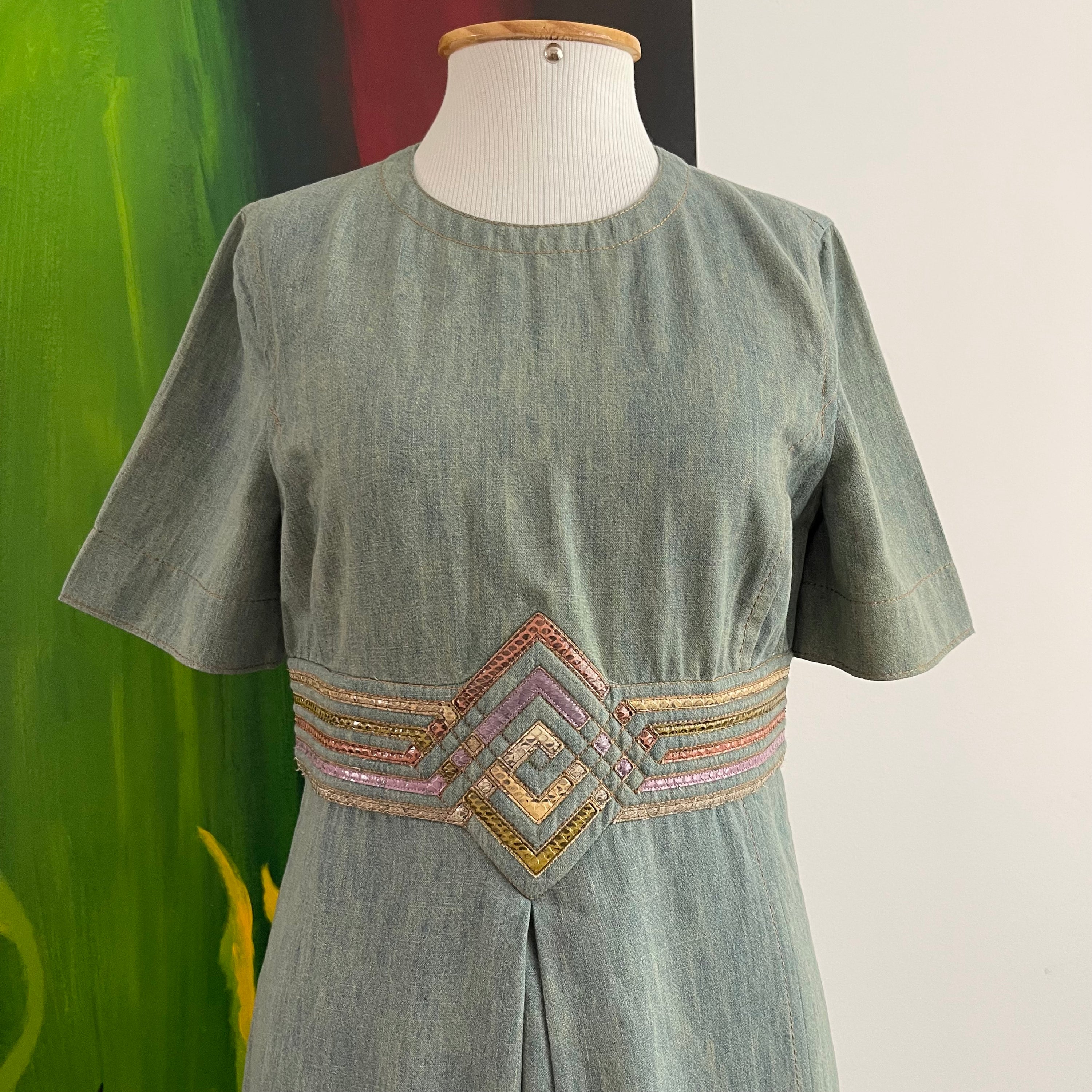 Bottega Veneta Denim dress with Python Effect Details