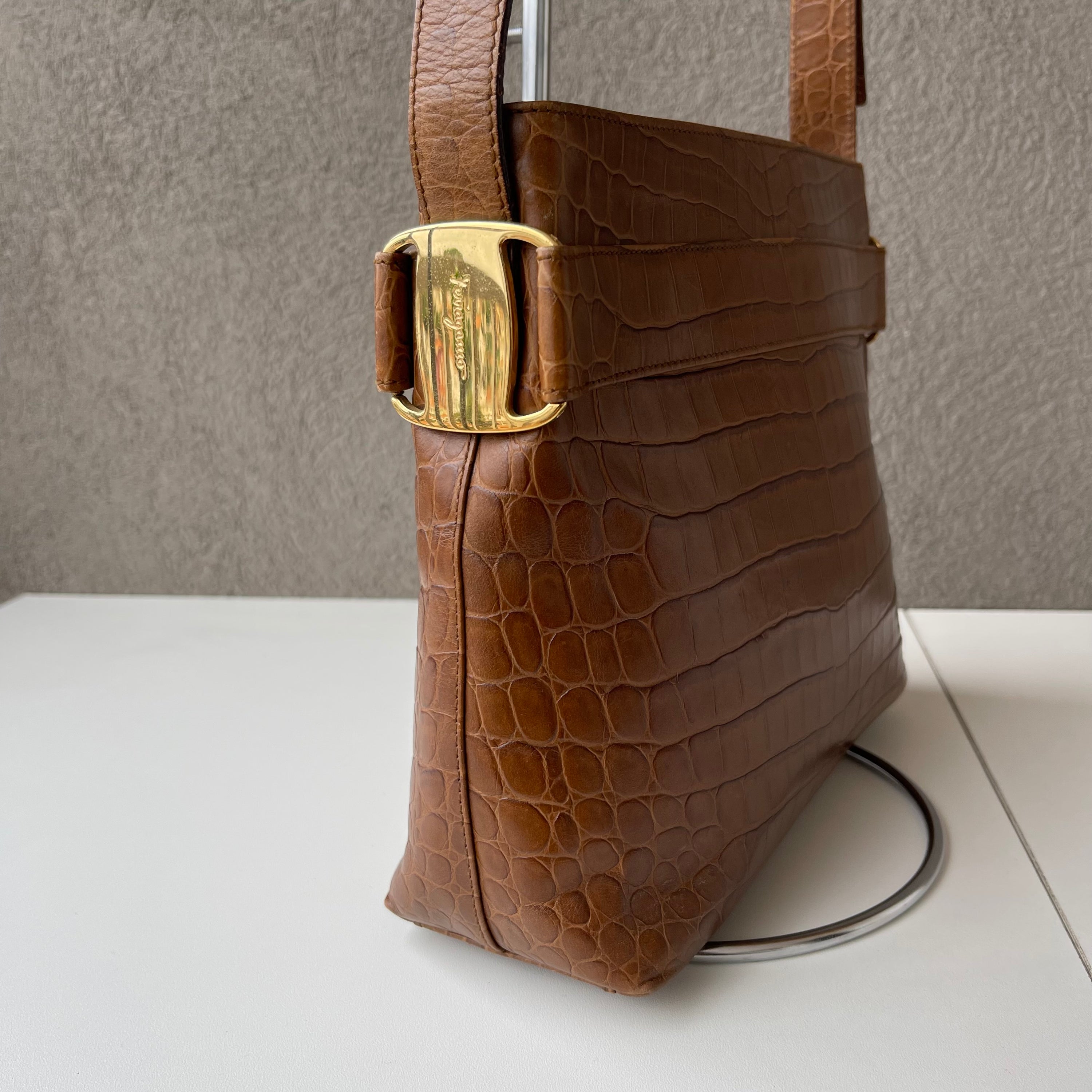 Salvatore Ferragamo Croco Shoulder Bag