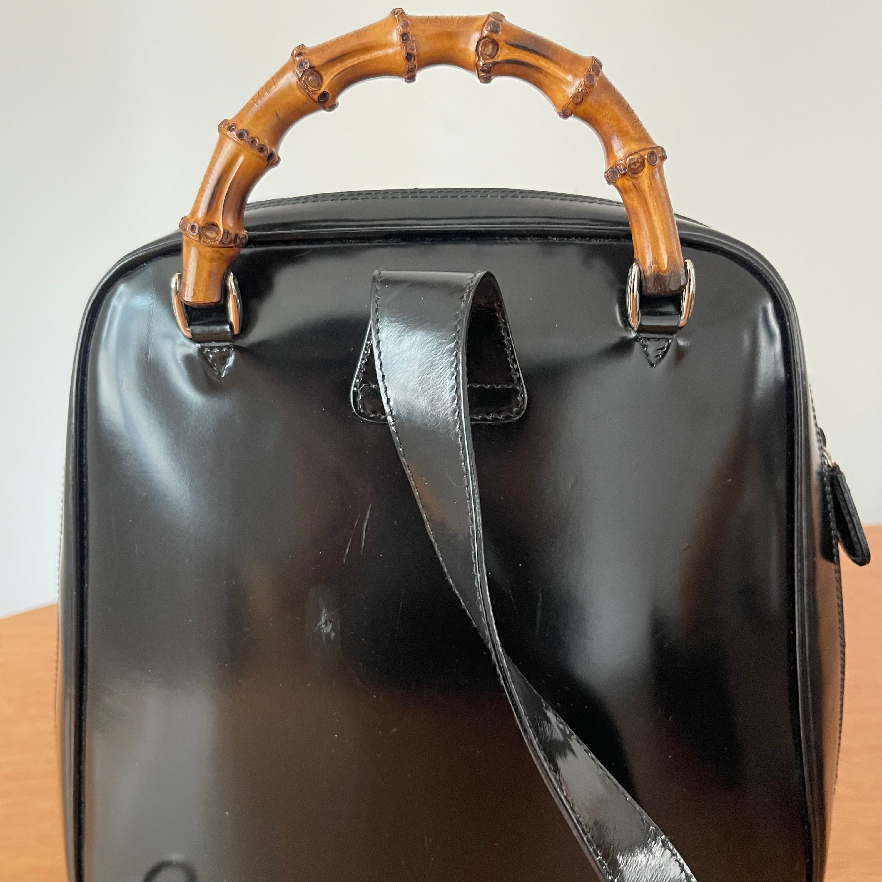Gucci Bamboo Sling Patent Leather Backpack