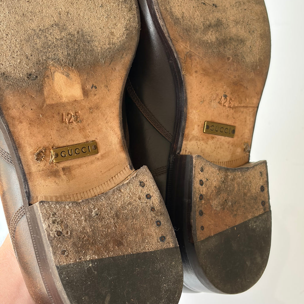 Gucci Classic Distressed Brown Shoes