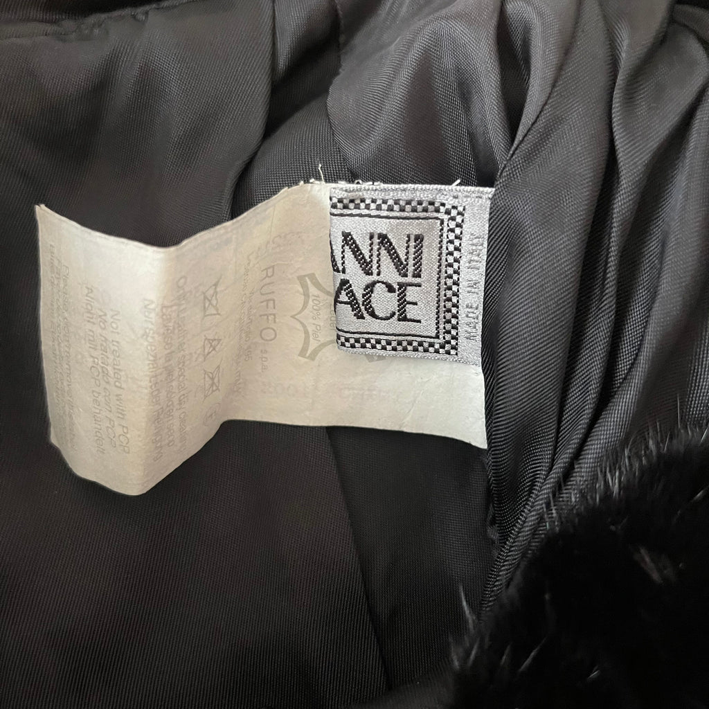 Gianni Versace 1997 Fur Trimmed Black Leather Dress