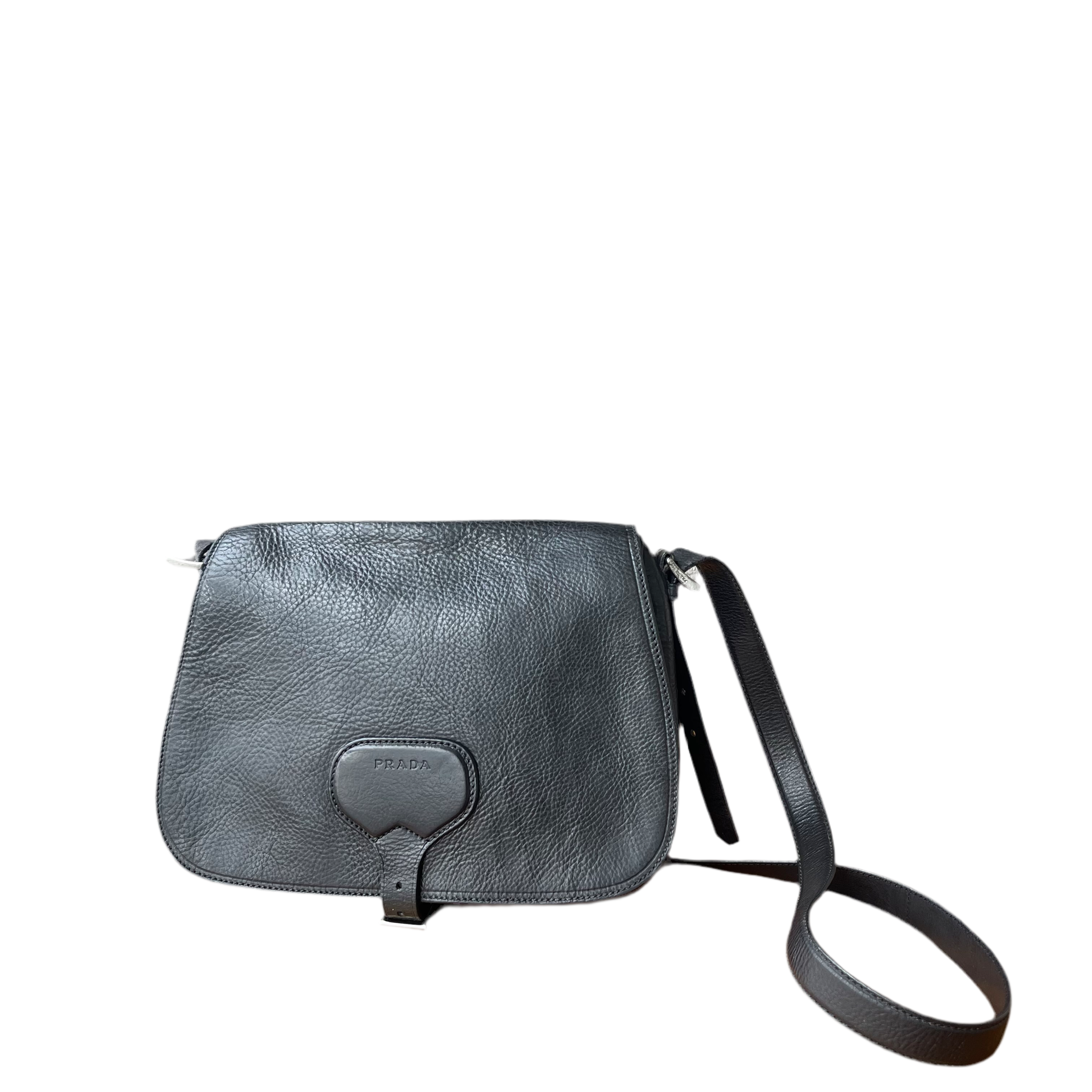 Prada Vintage Black Leather Crossbody Bag