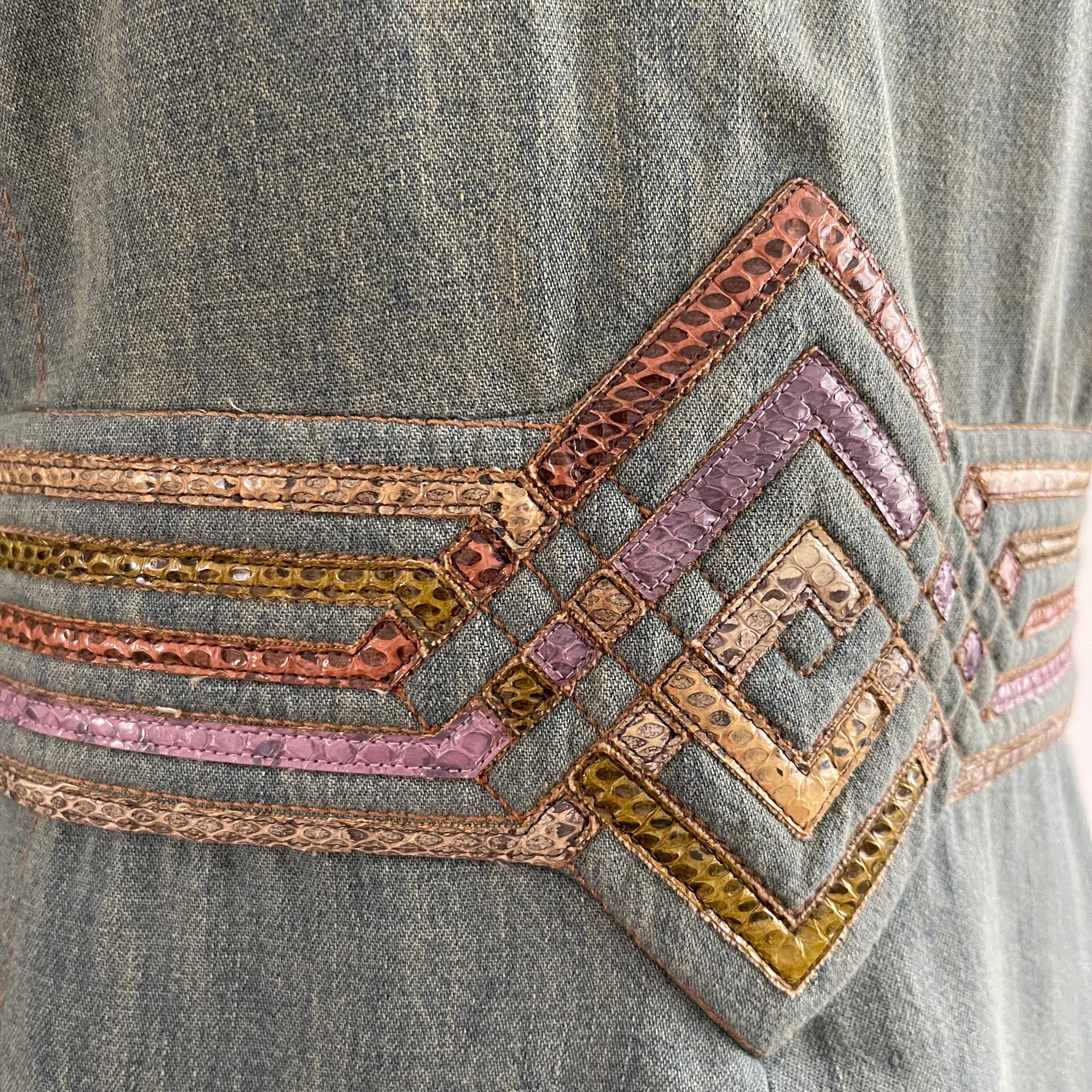 Bottega Veneta Denim dress with Python Effect Details