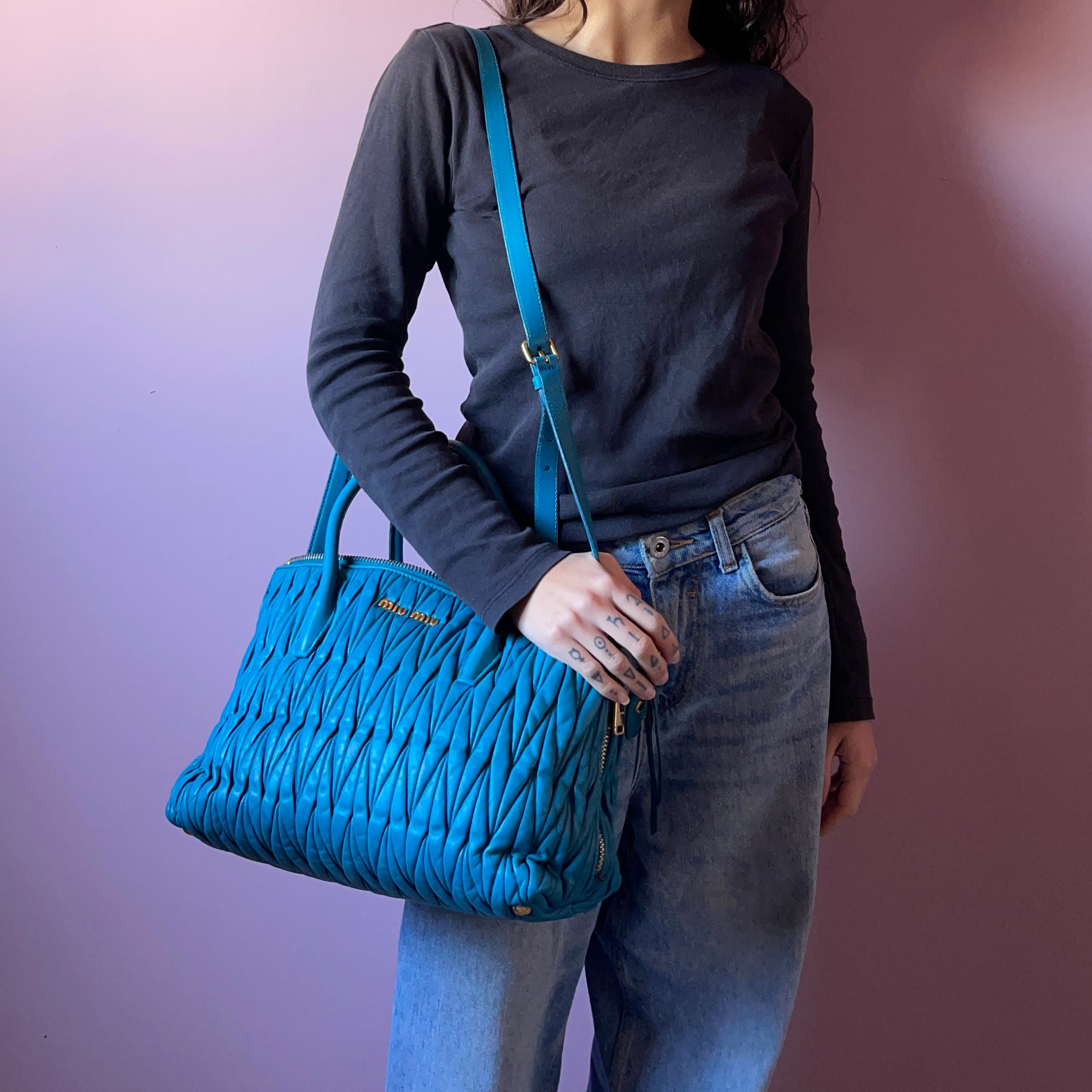 Miu Miu Leather Side Zip Bag