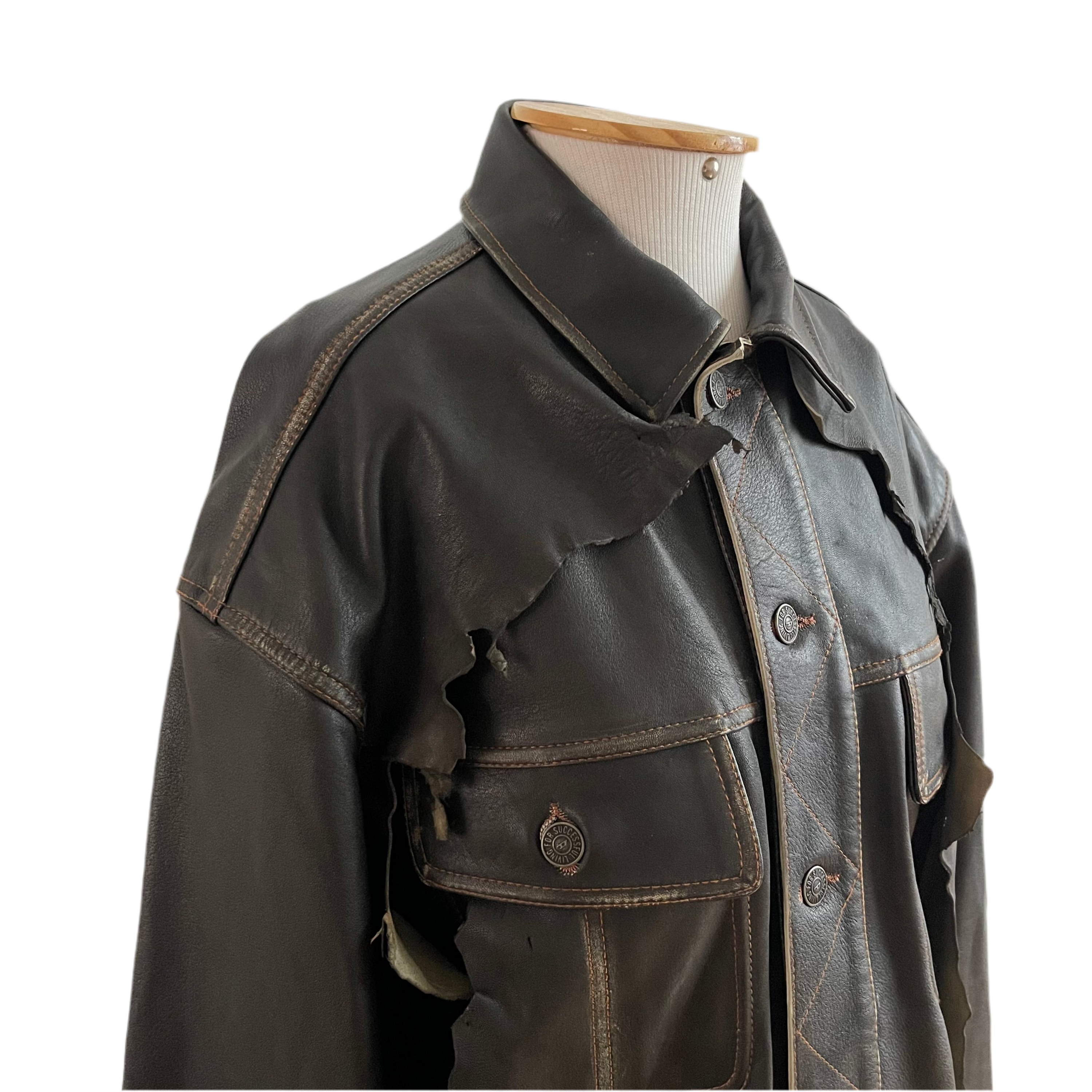 Diesel Distressed Leather Biker Jacket