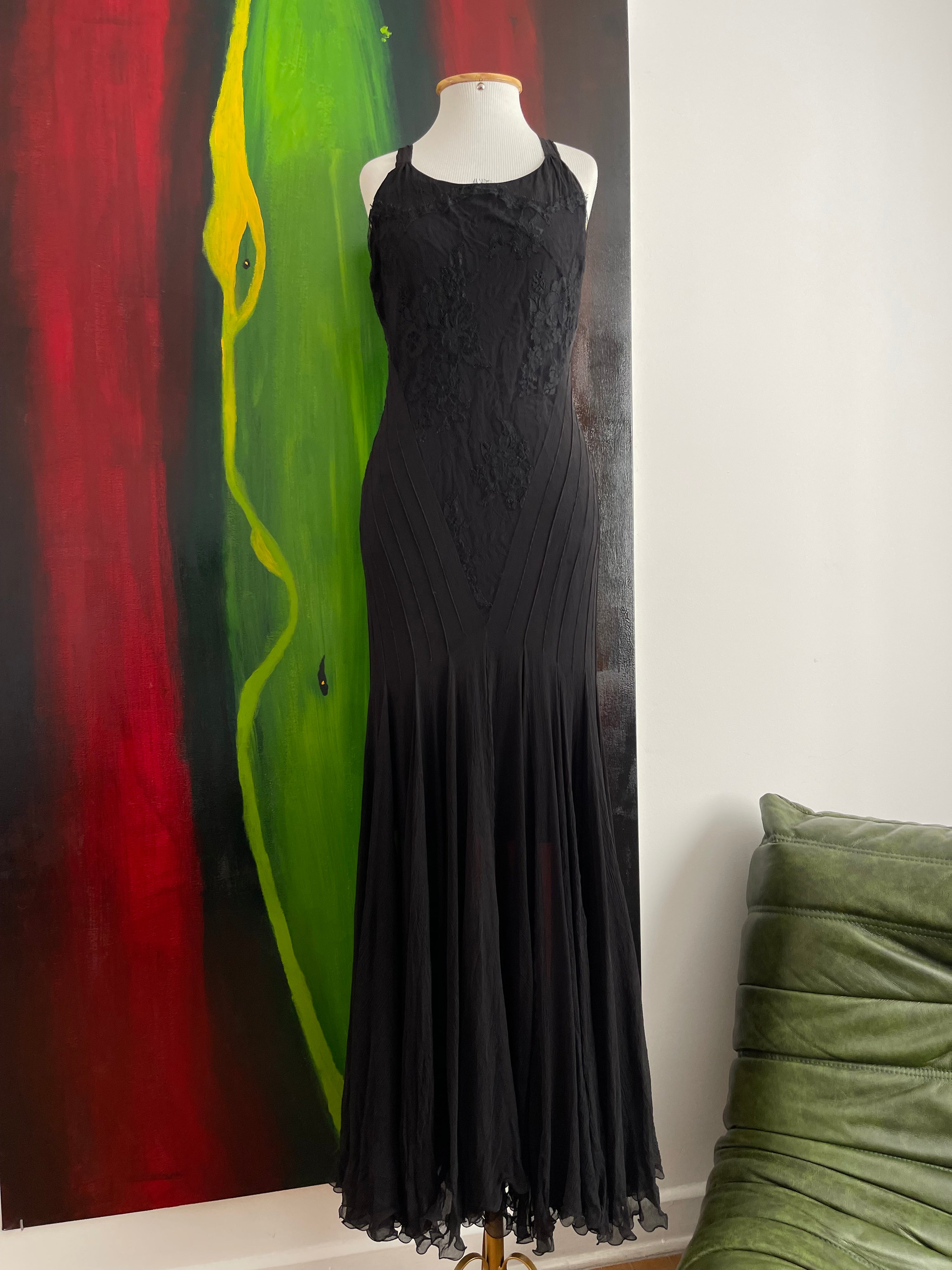 Christian Dior by John Galliano 2002 Black Chiffon and Lace Dress