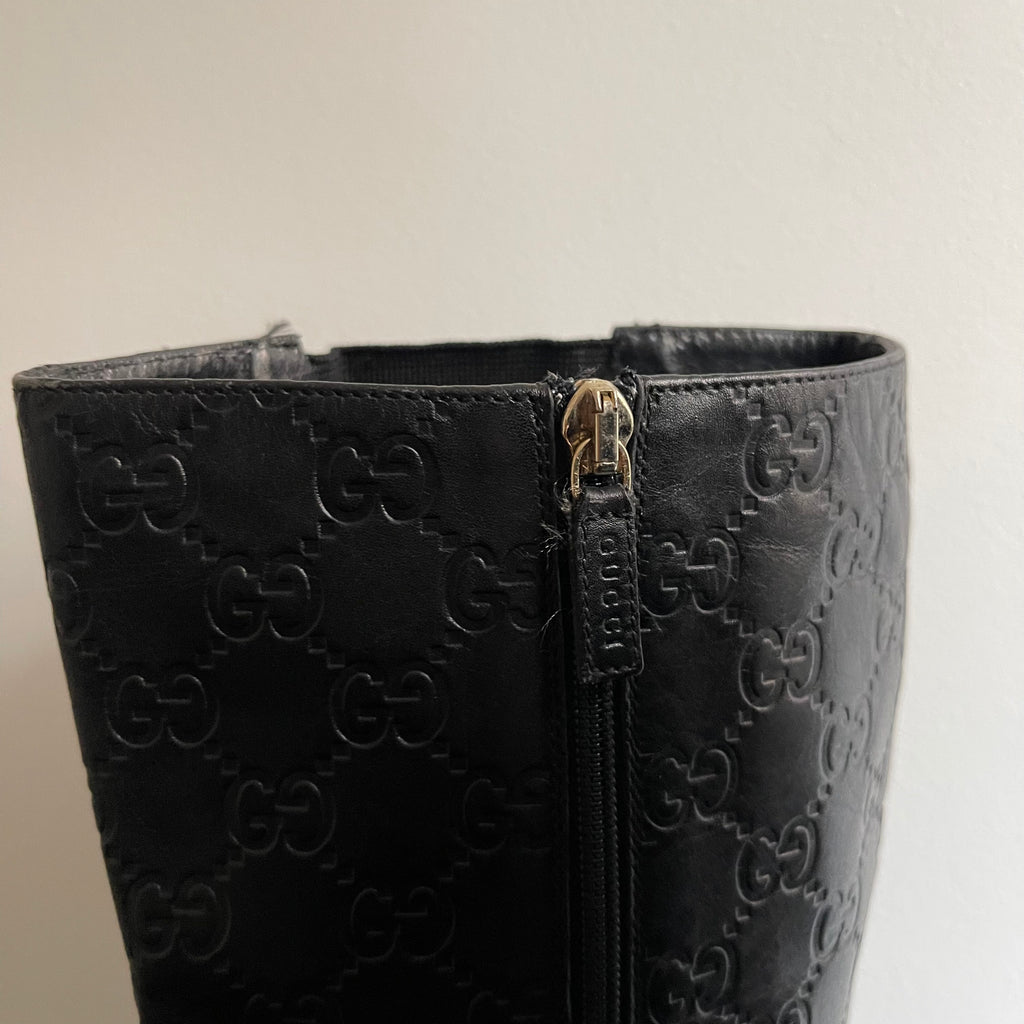 Gucci by Tom Ford Black Guccissima Monogram Leather Boots