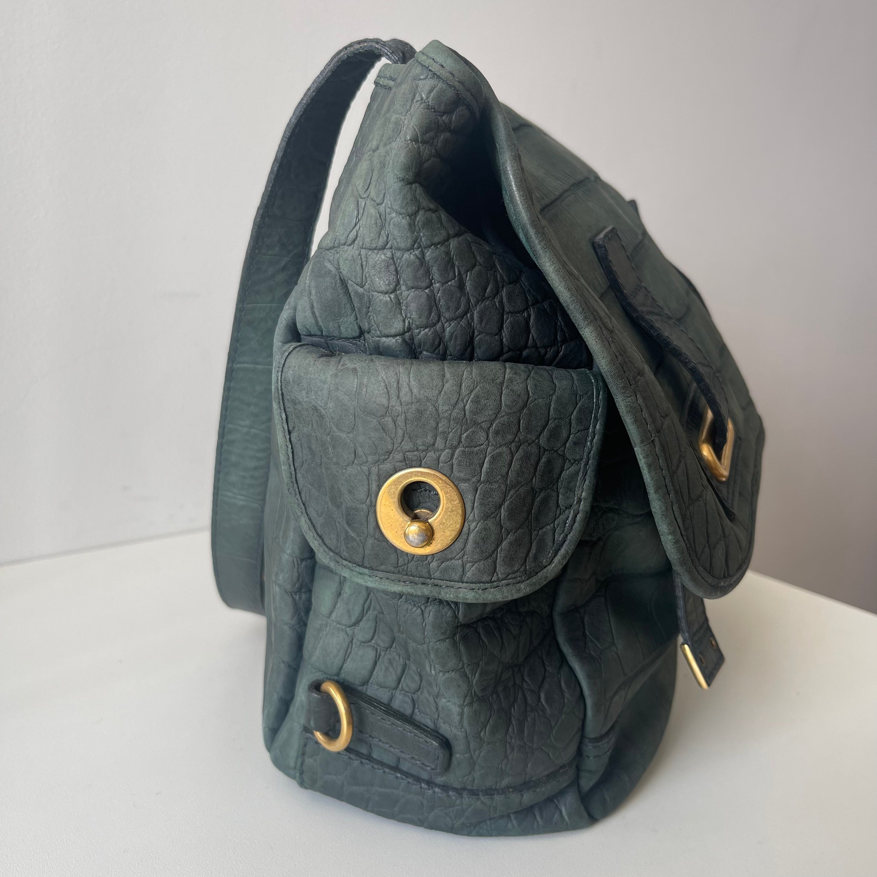 Yves Saint Laurent Green Croco Bag