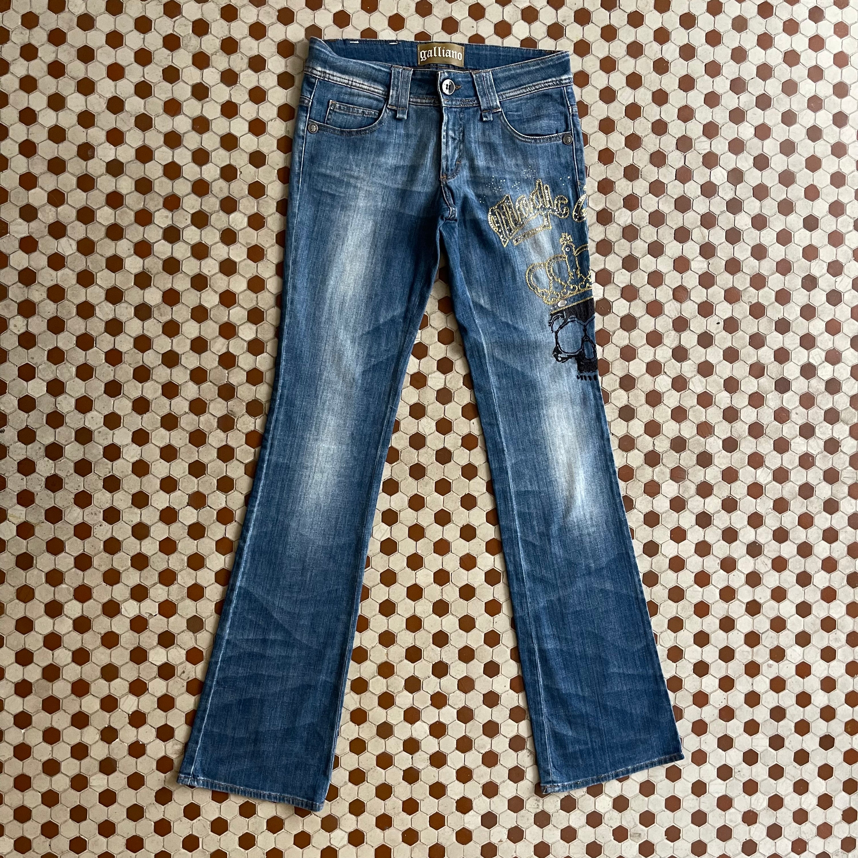 John Galliano 90’s Embroidered Denim Pants