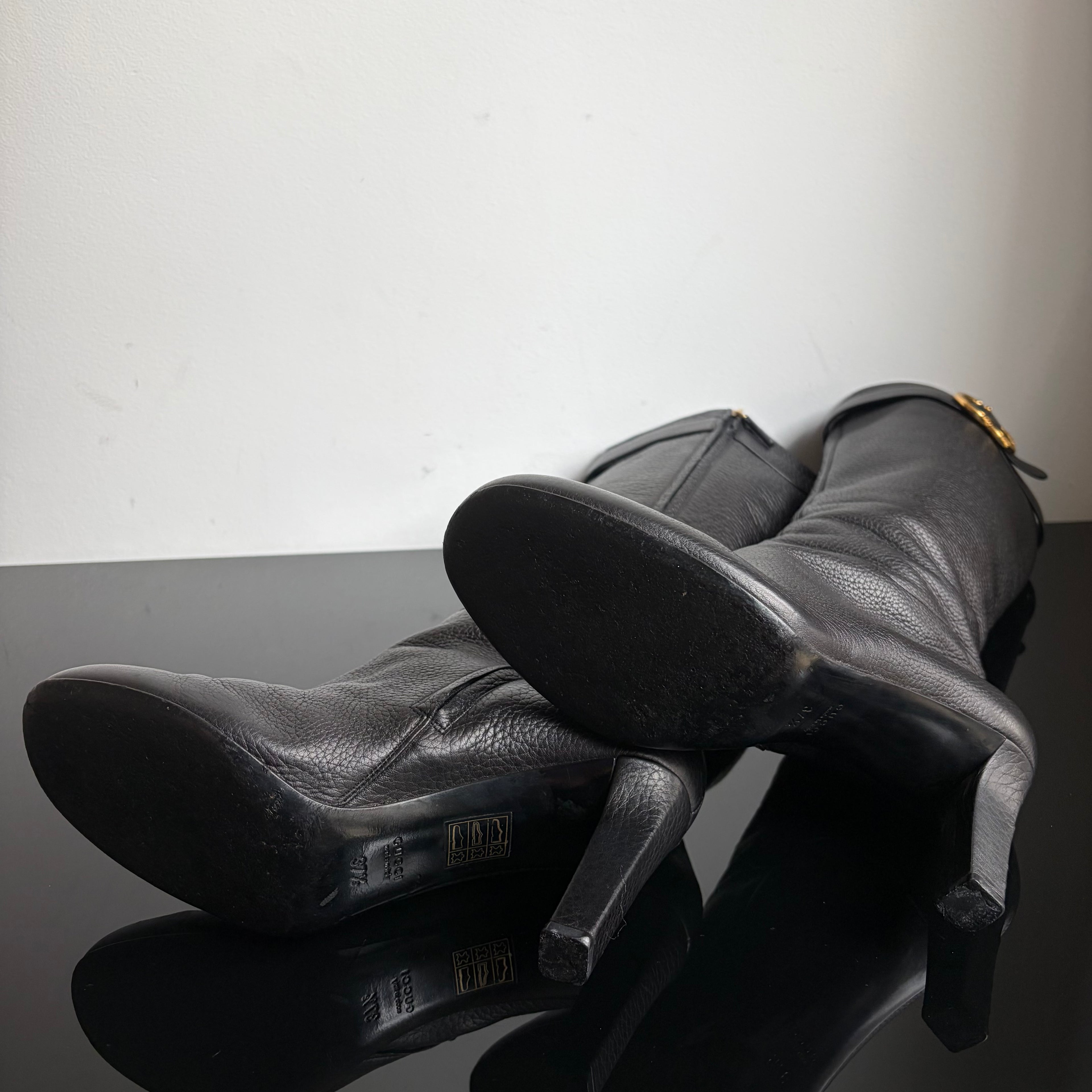 Gucci Double G Logo Leather Boots