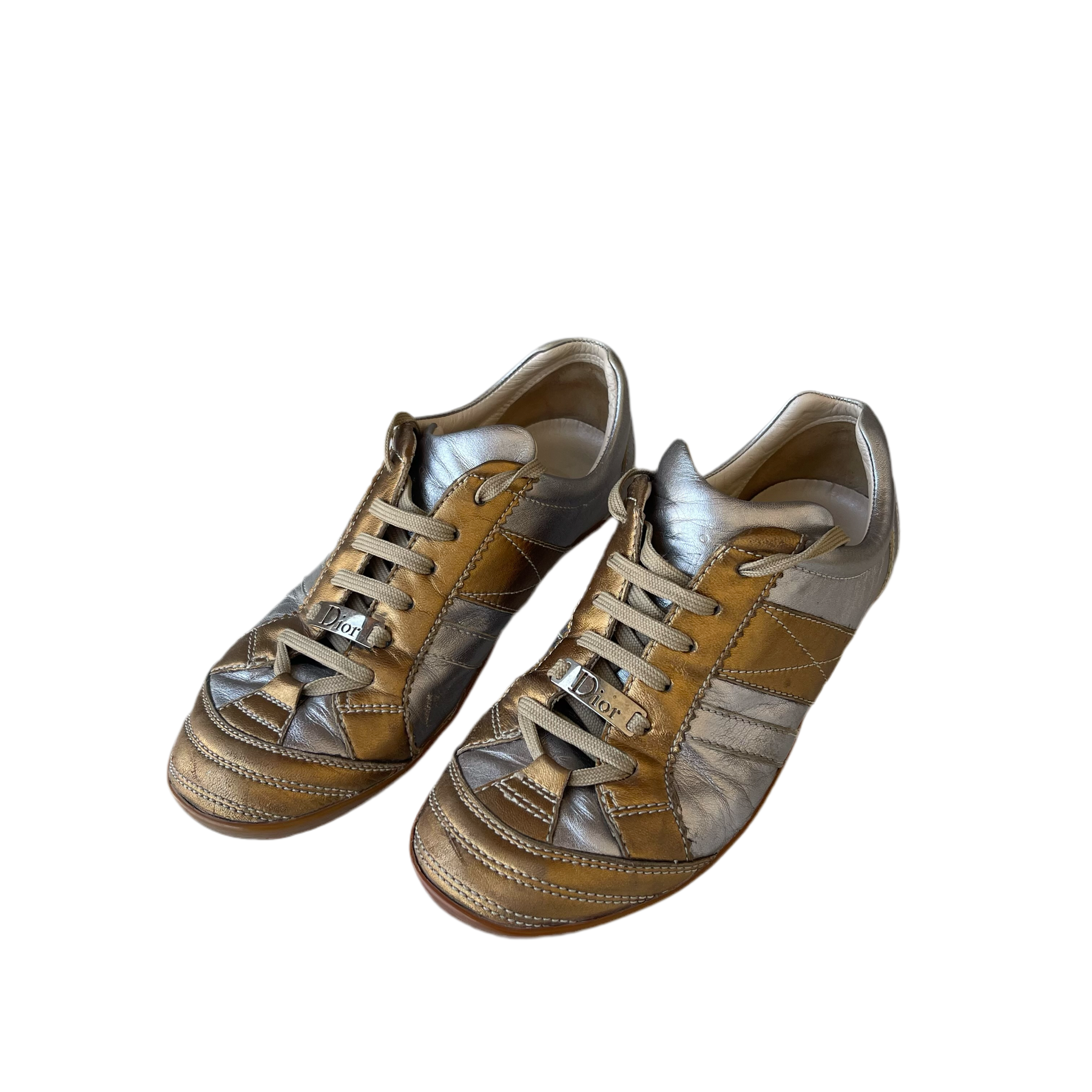 Christian Dior 2004 Galliano Metallic Low Top Sneakers