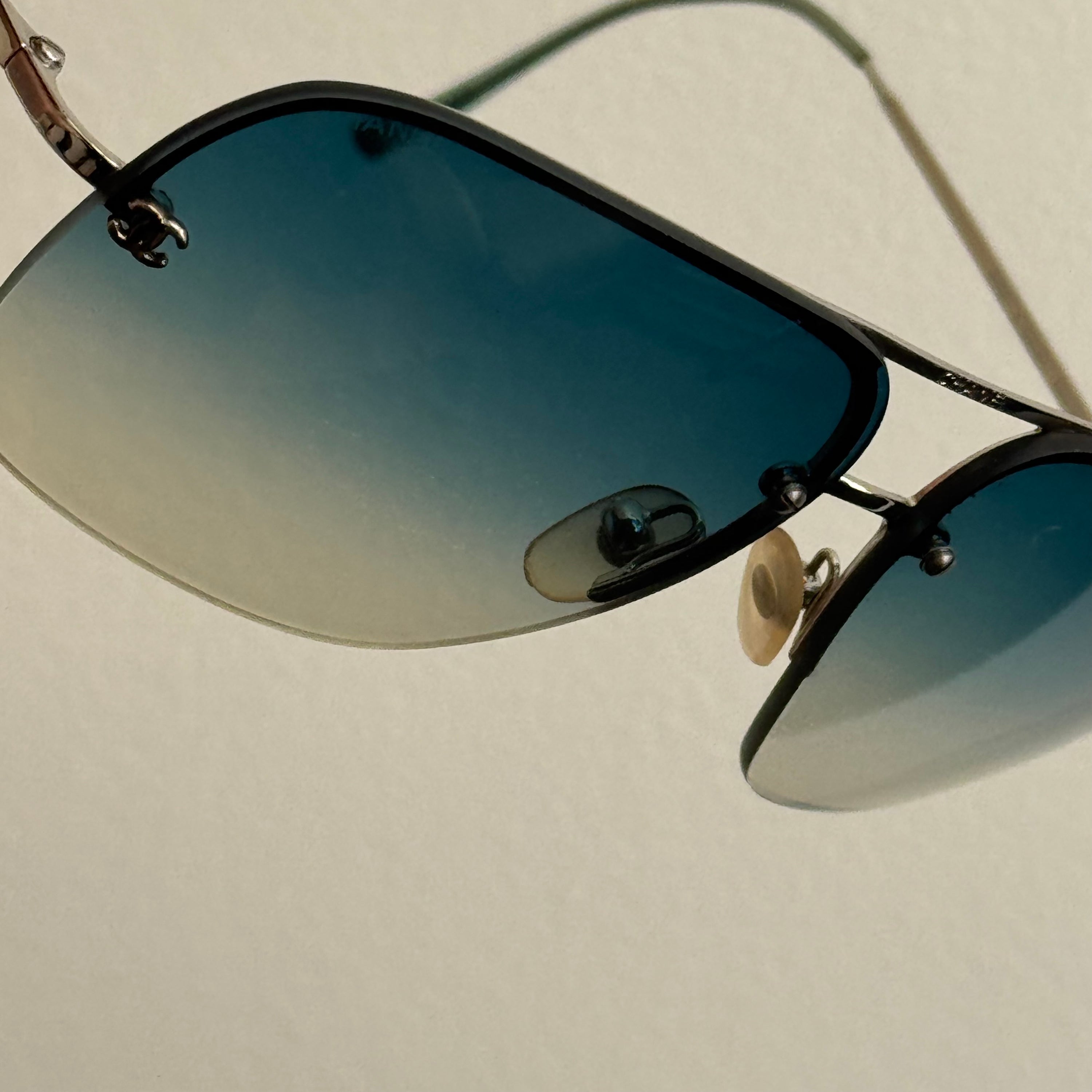 Chanel 2000s Blue Aviator Sunglasses