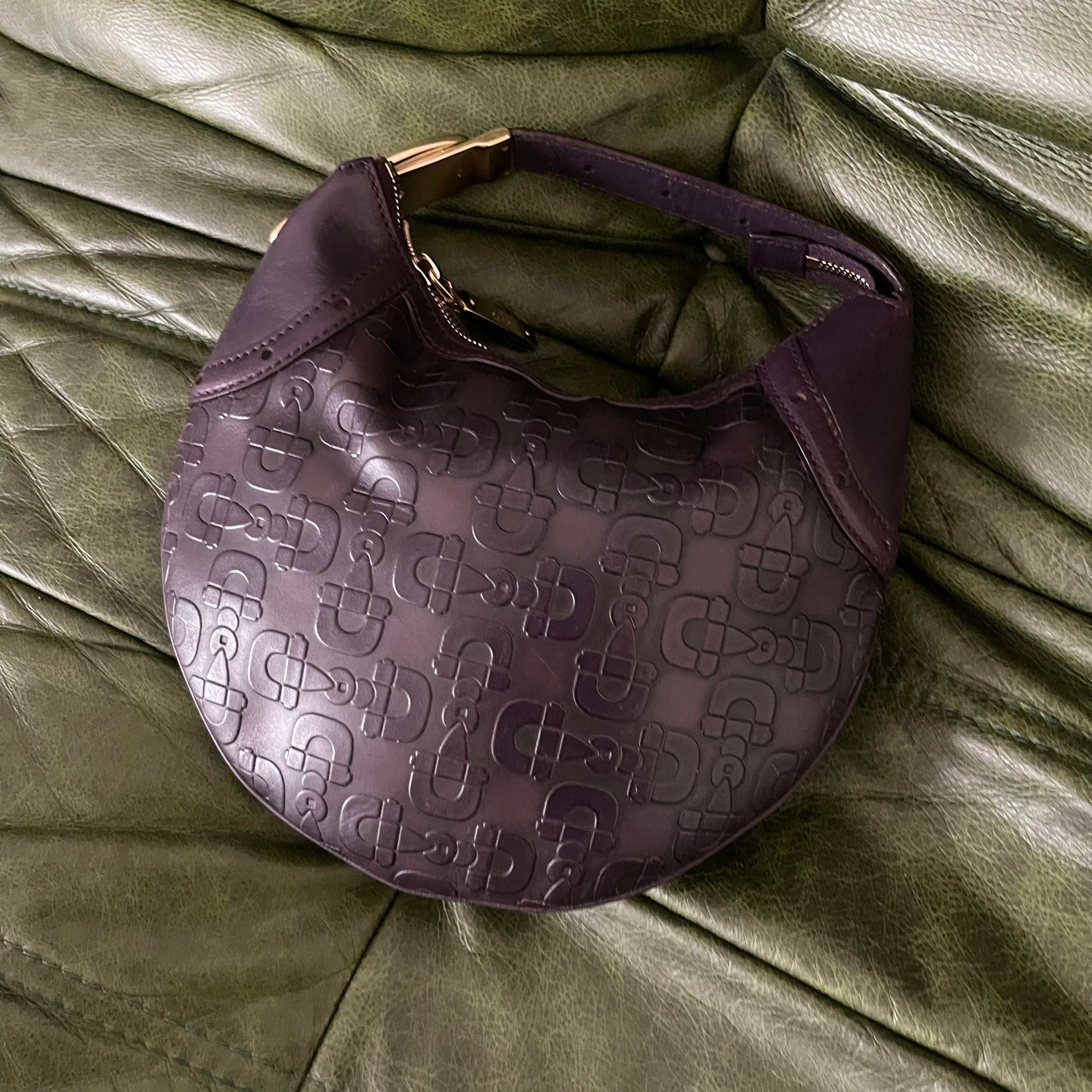Gucci Horsebit Mini Glam Hobo Purple Leather Bag