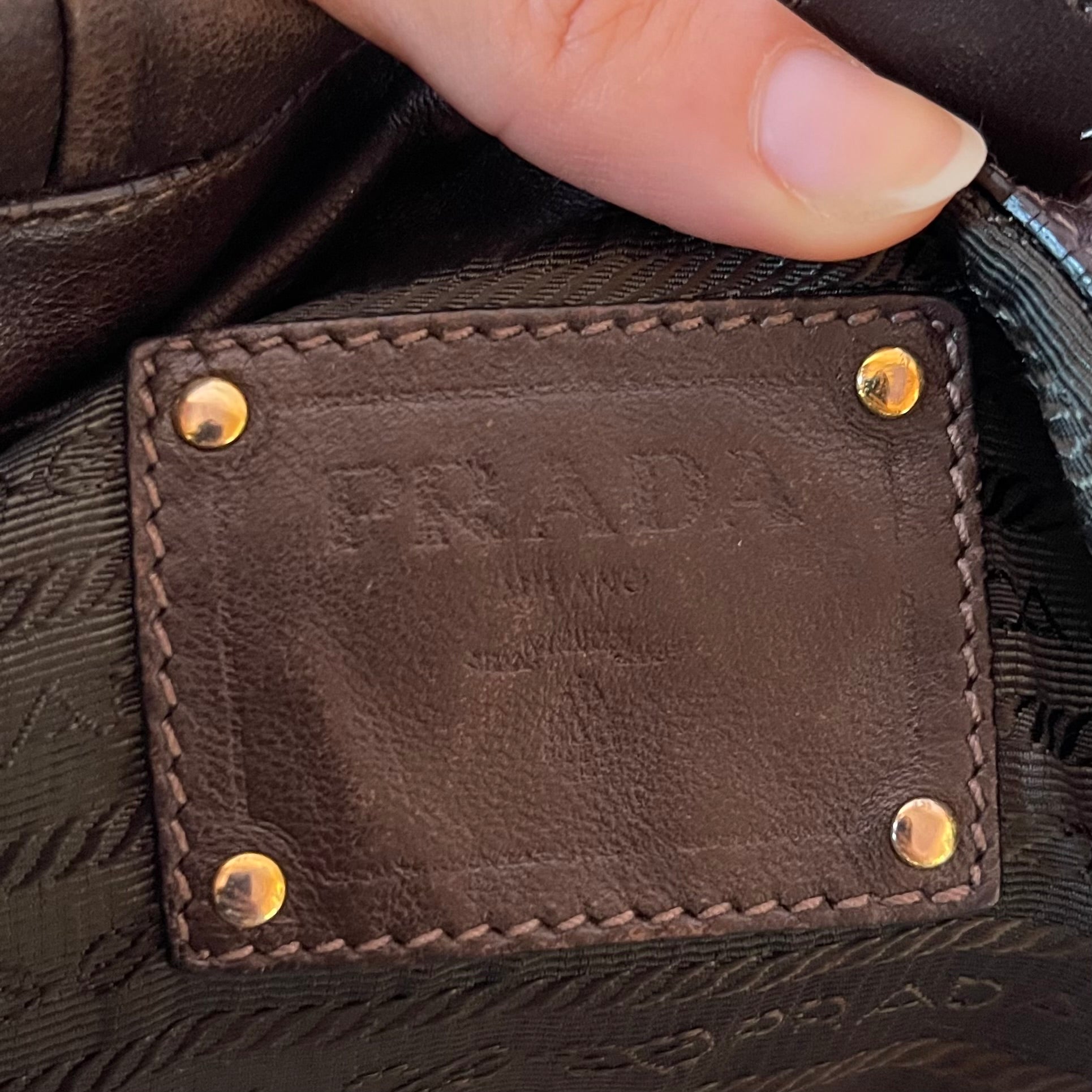 Prada Leather Gaufre Acrylic Chain Shoulder Bag